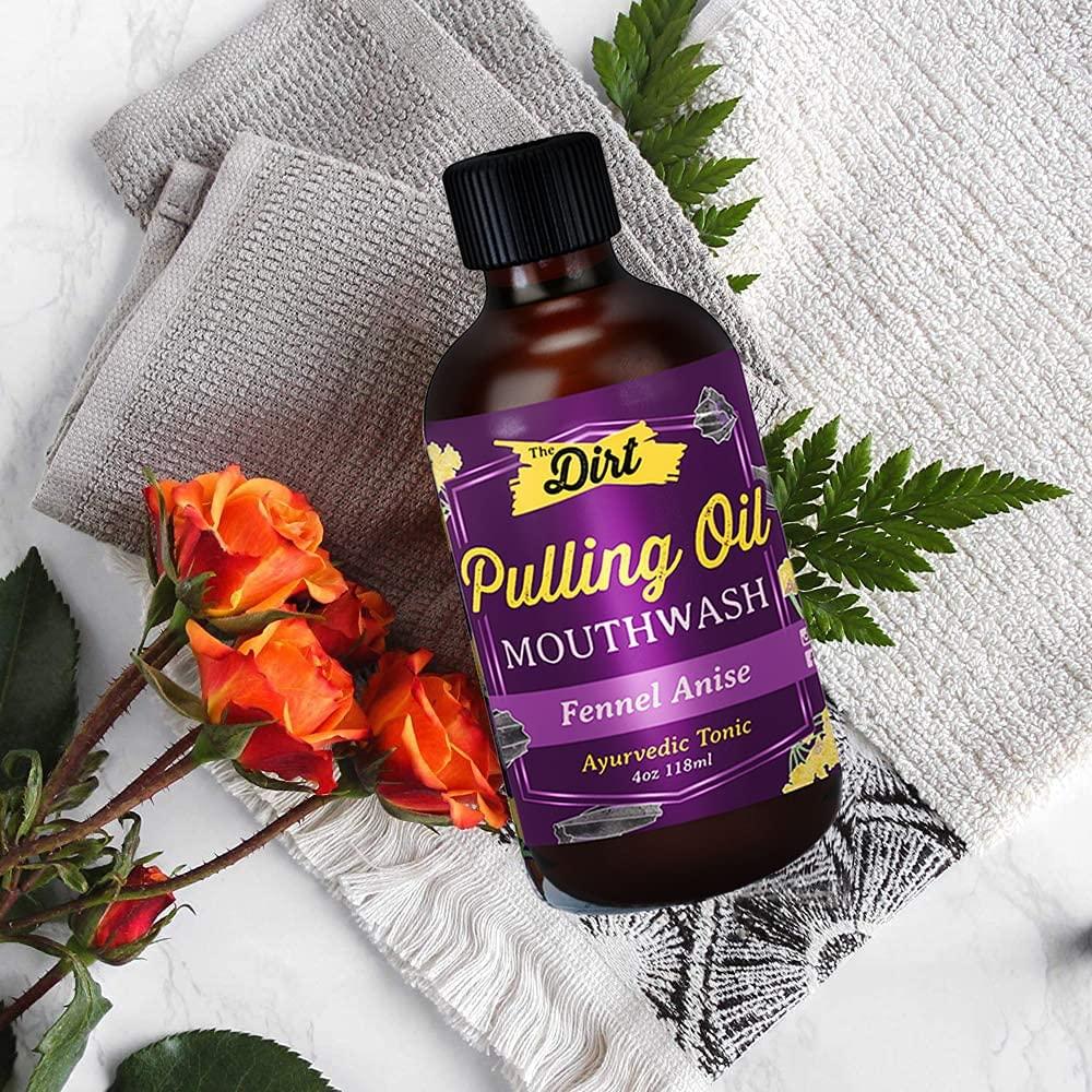 The Dirt Gluten Free Oil Pulling Mouthwash Dental Tonic with Essential Oils for Bad Breath