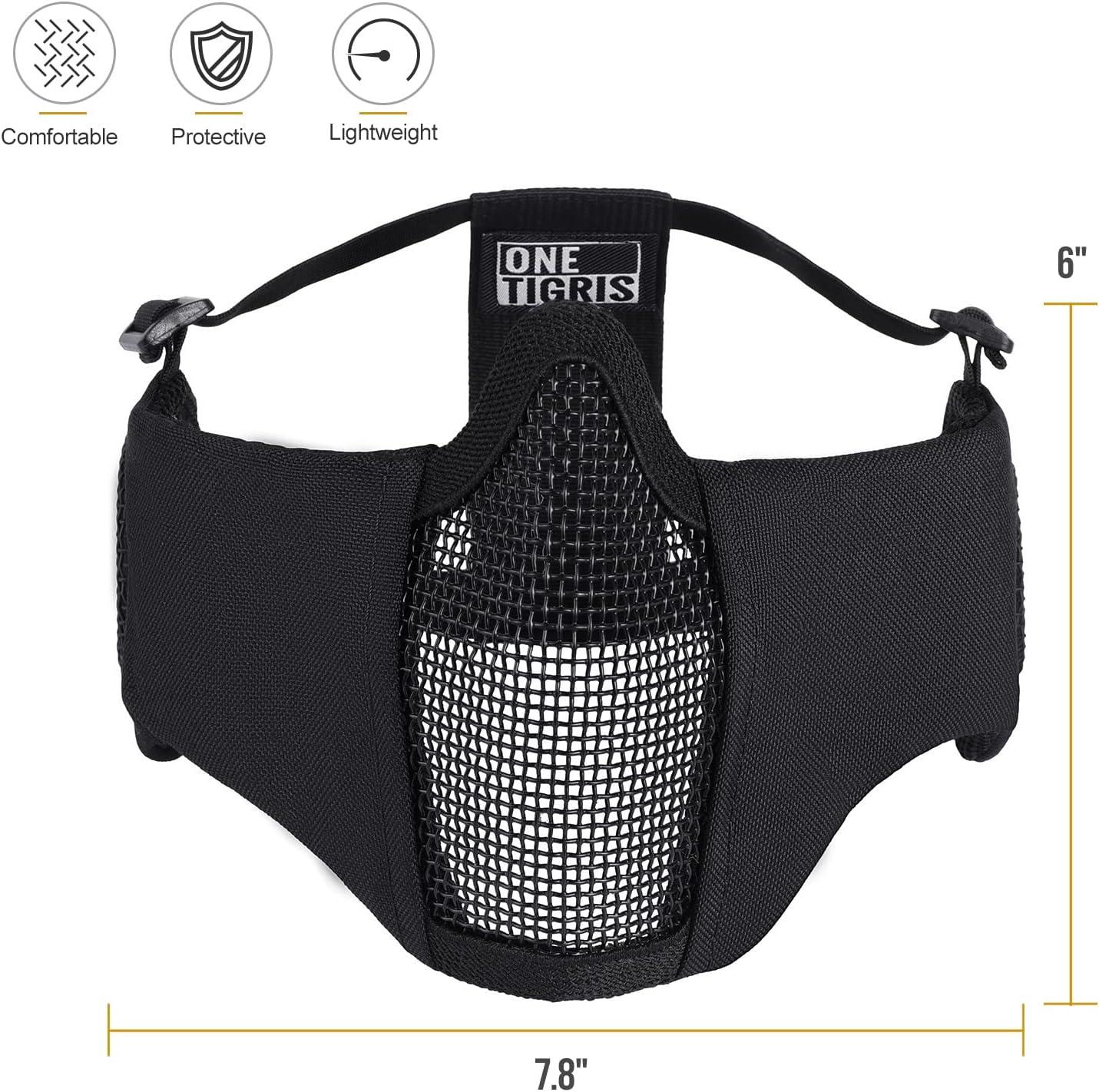 6" Foldable Half Face Airsoft Mesh Mask with Ear Protection