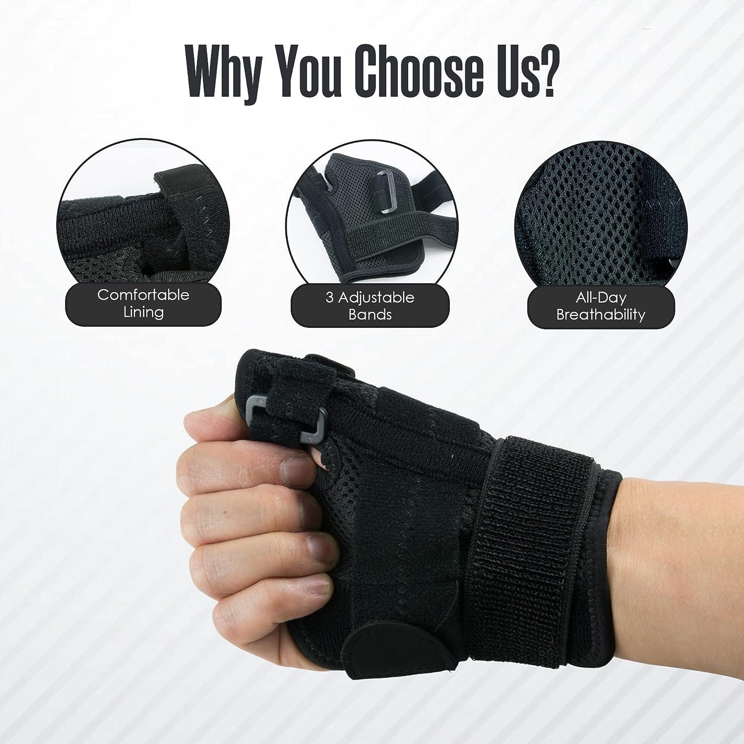 Thumb Brace Finger Splints Reversible Single (1) One Size Black Broken Thumbs Wrist Stabilizer