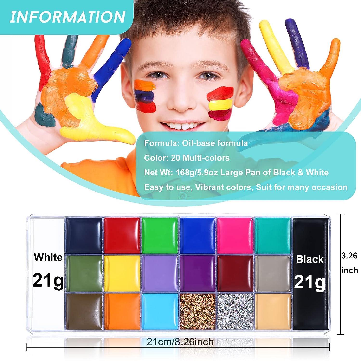 UCANBE 20 Colors Body Face Paint Palette for Adults Kids - Large