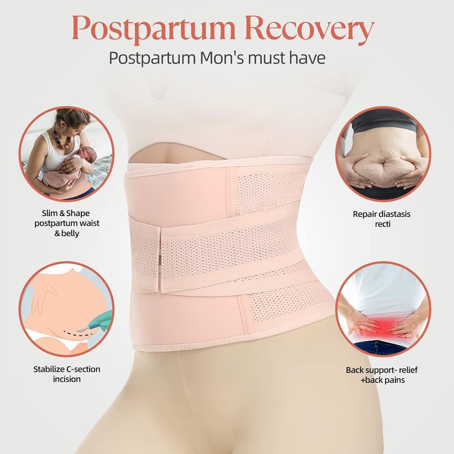 KIWI RATA Postpartum Belly Band Postpartum Belly Support Recovery Wrap  Recovery Belly/Waist Belt C Section Postpartum Belly Wrap Abdominal Binder  After Birth Brace Slimming Girdles Large Skin Color