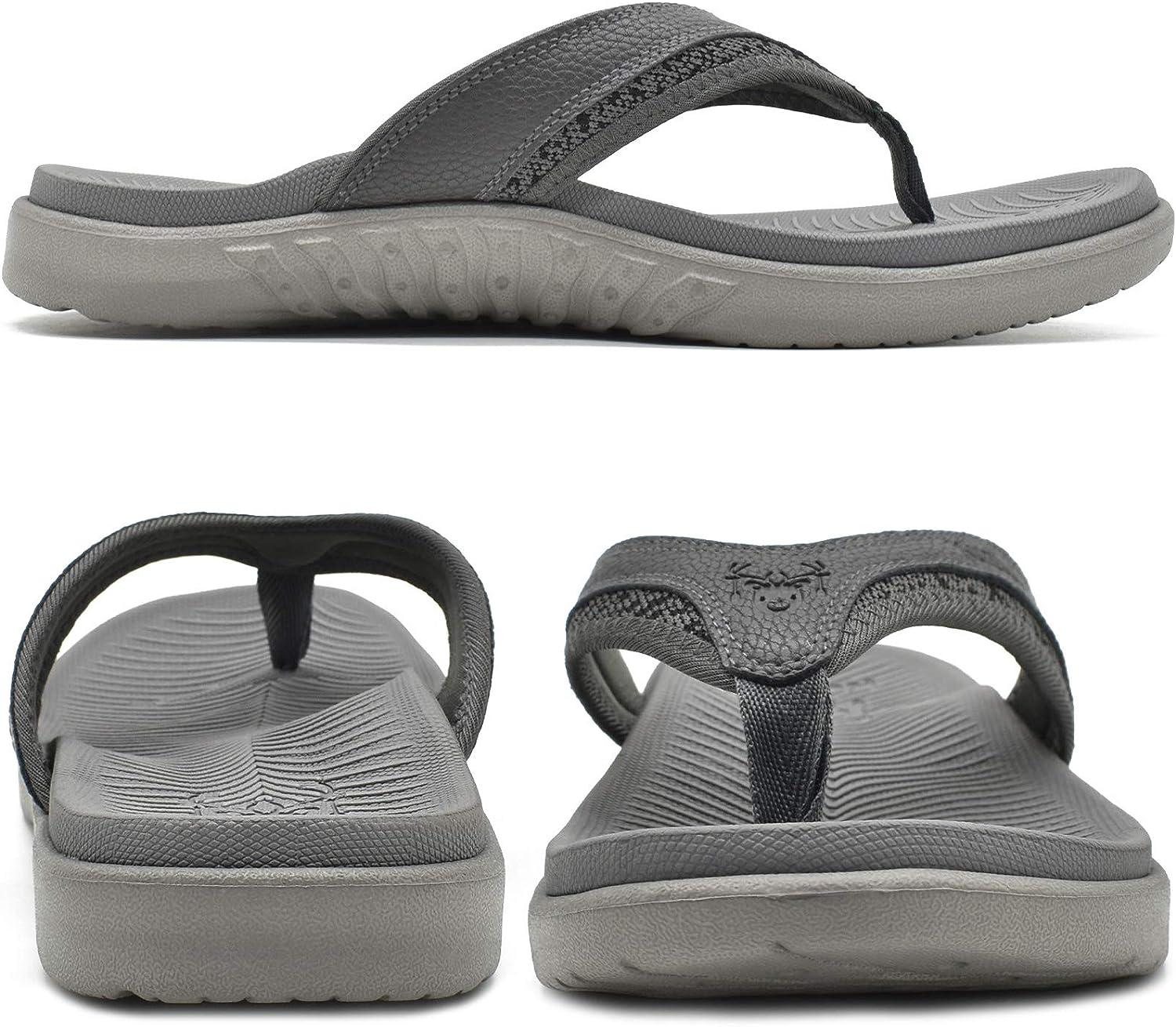 KuaiLu Mens Sport Flip Flops Comfort Orthotic Thong Sandals with Plantar  Fasciitis Arch Support Outdoor Summer Beach Size 7 15 12 Brown