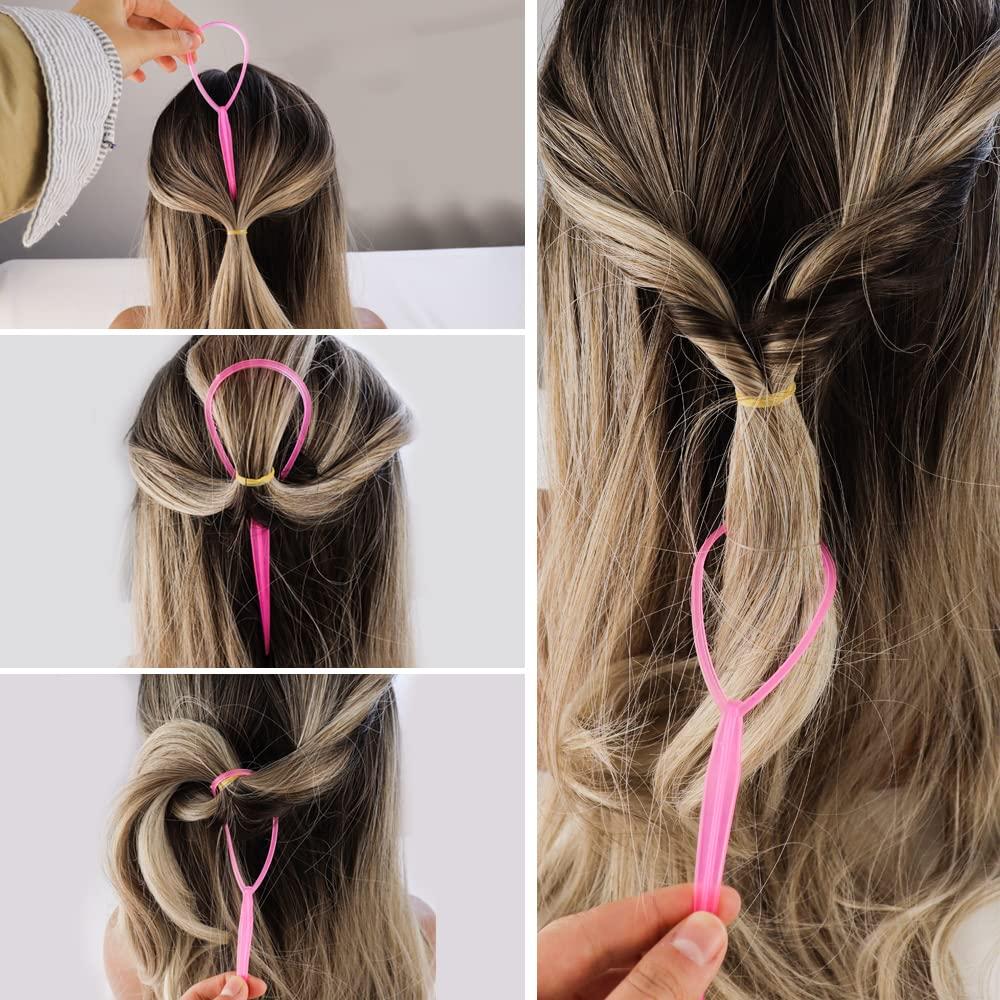 TCOTBE 2 Sets Topsy Tail Hair Tool DIY Hair Styling Tool Kit Hair Loop  Styling Tool Hair Braiding Tool Updo Ponytail Maker Accessories French  Braid Tool Loop Hair Styling Set for Girls