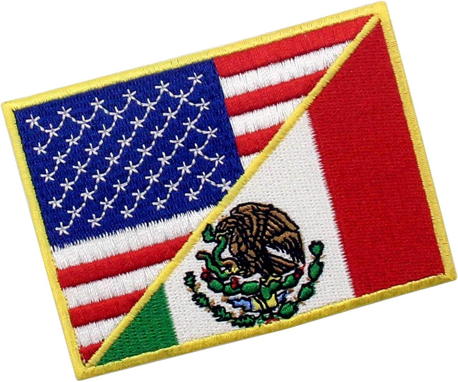 USA American United State Flag and Mexico Flag Patch Embroidered National  Applique Iron On Sew On Emblem, Multi-Color