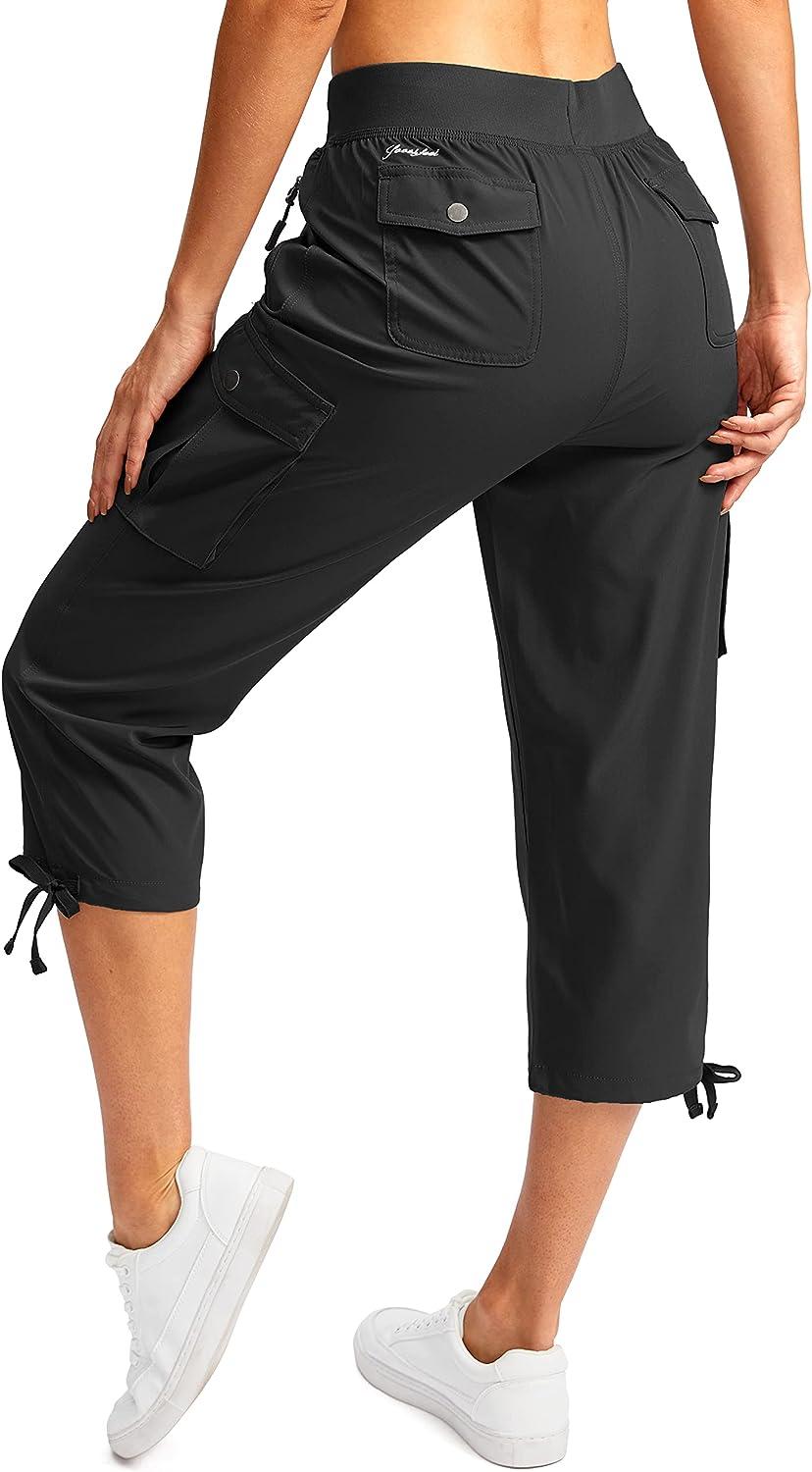 Soothfeel Women's Cargo Capris Pants with 6 Pockets Lightweight Quick Dry  Travel Hiking Summer Pants for Women Casual Black X-Large