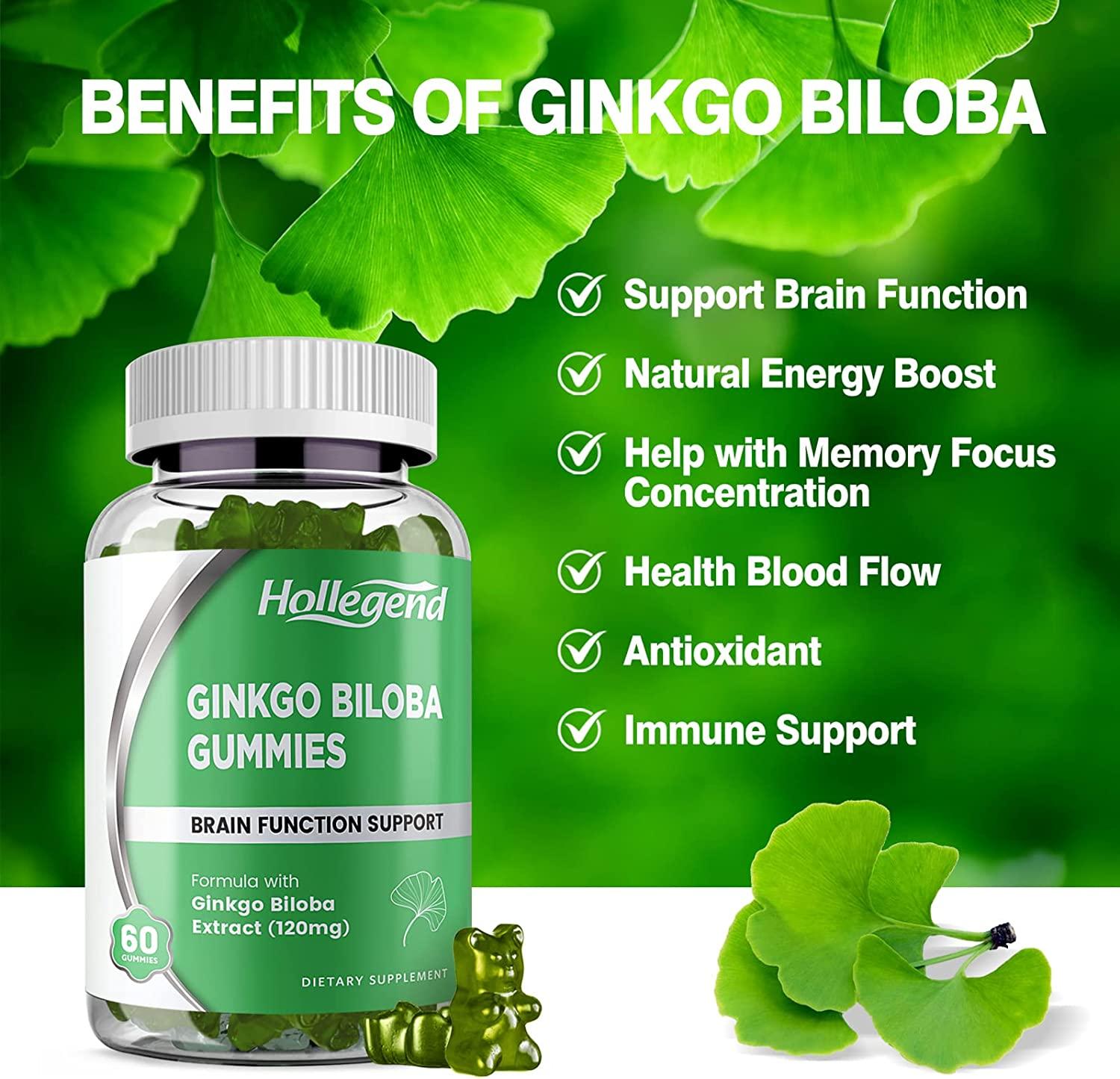 Ginkgo Biloba 120mg Gummies Organic Brain Boost & Blood Circulation