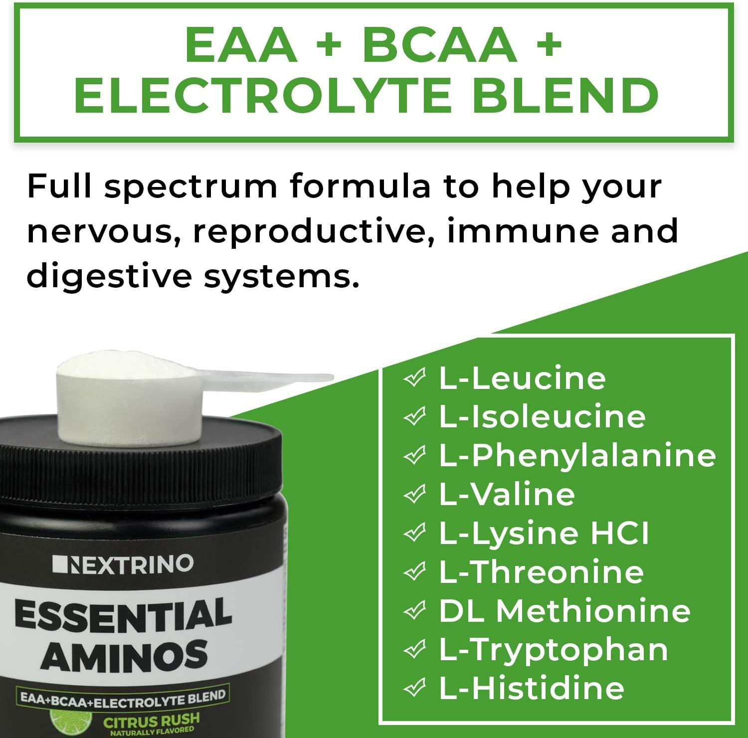 Nextrino Essential Aminos EAA Supplement, Transparent Ingredients