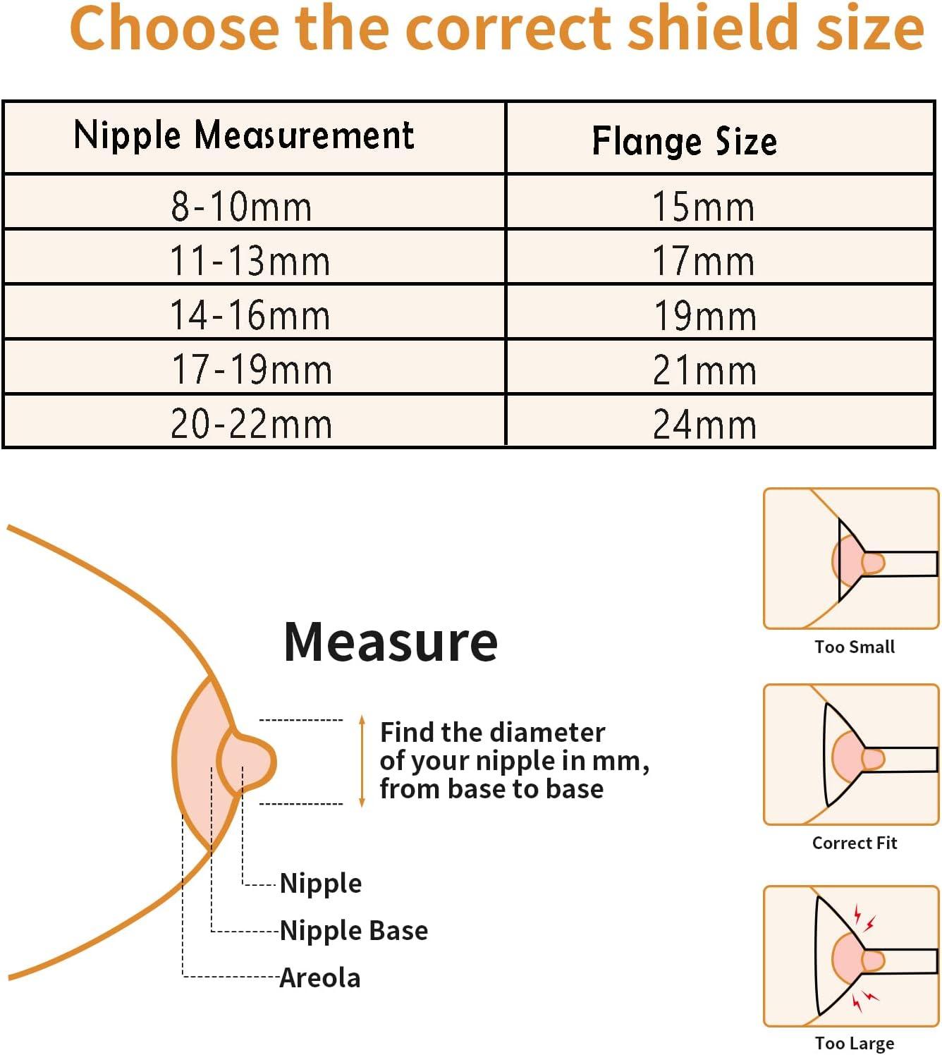 Begical 17mm Flange Inserts - Reduce 24mm Breast Shields To 17mm, Compatible With Medela, Spectra, Elvie, Ameda MYA, Motif Luna & More (2 Pack, BPA-Free Silicone)