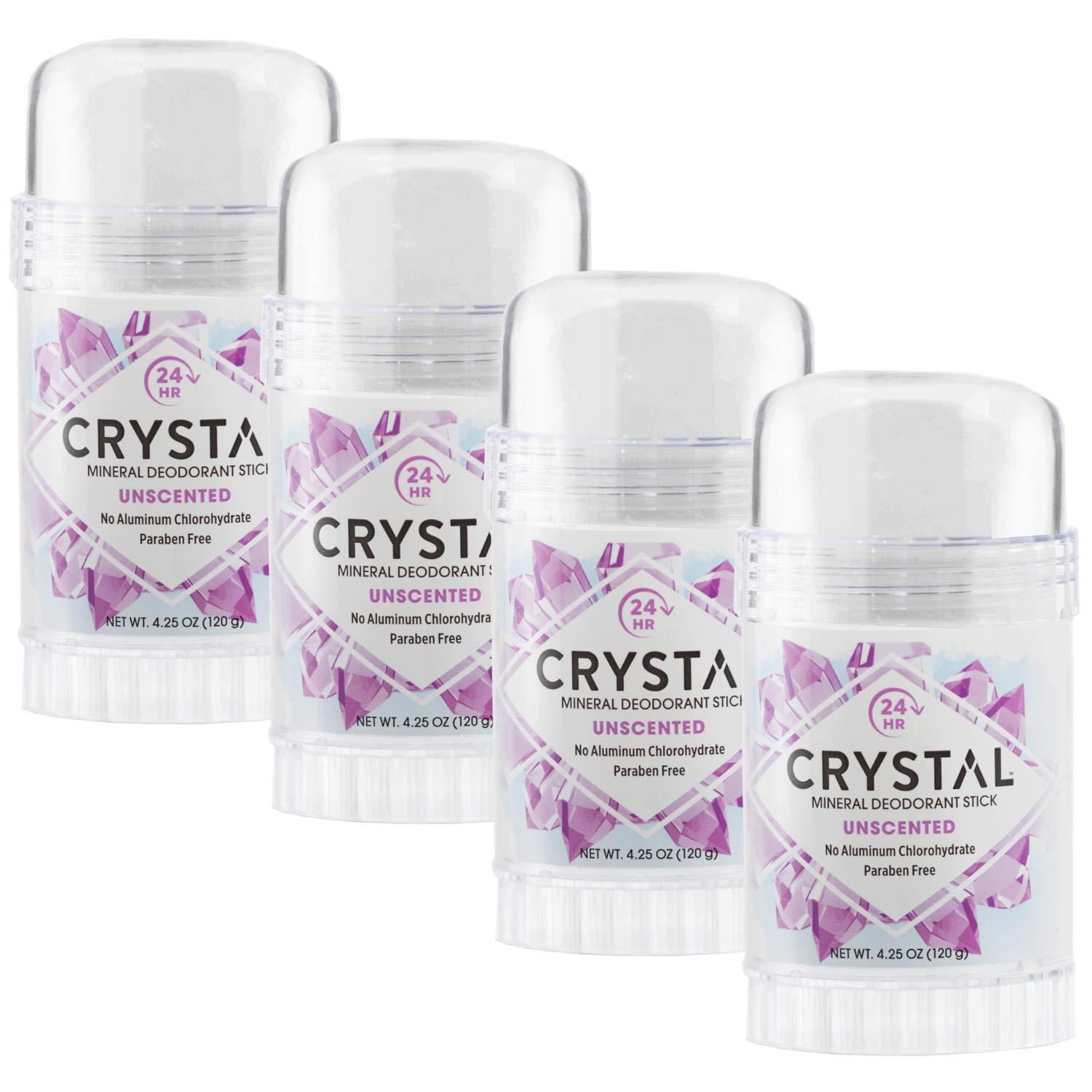 Crystal Mineral Deodorant Stick Unscented 4.25 oz Pack of 4 Natural