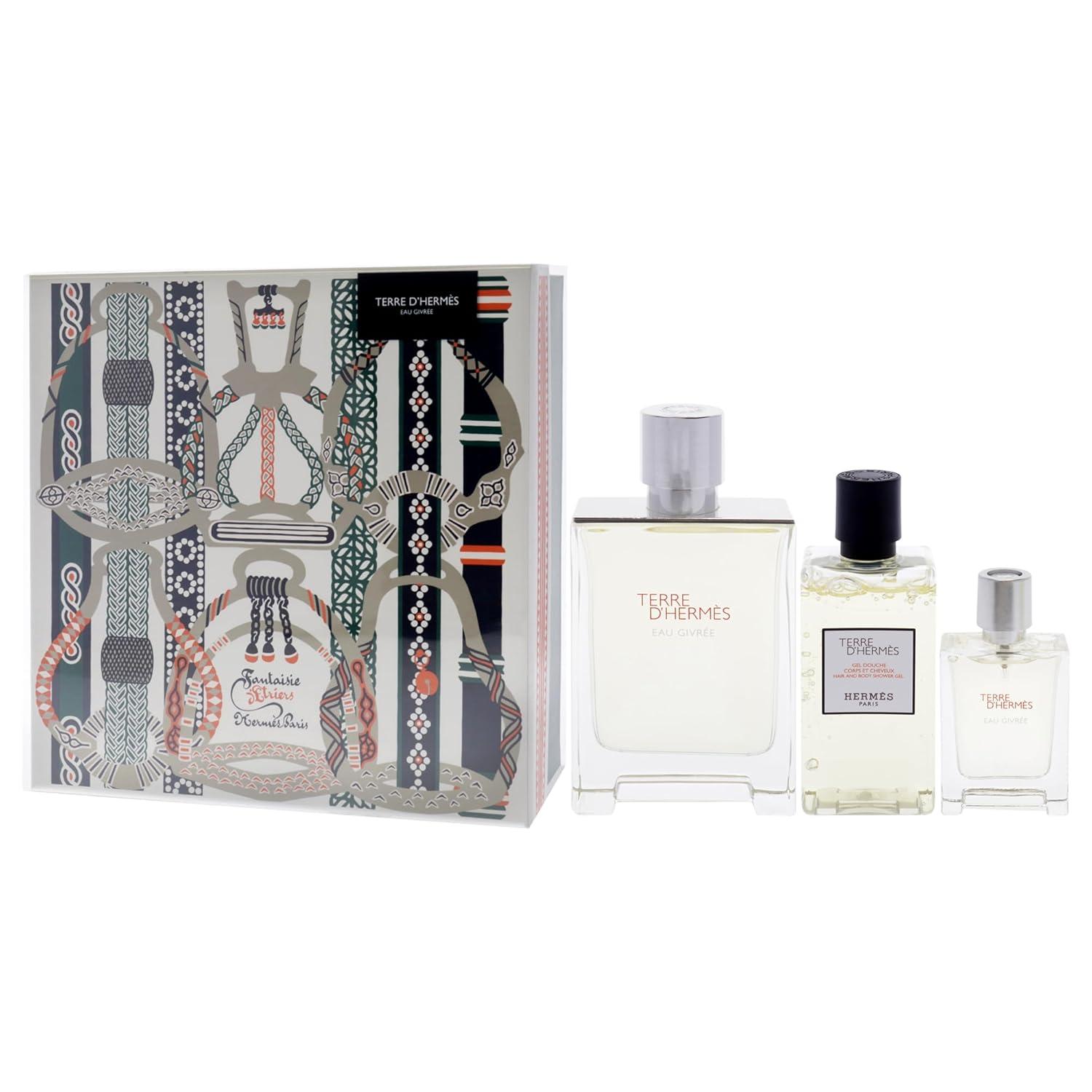HERMES TERRE D'HERMES EAU GIVREE セット Hermes Terre DHermes Eau Givree for Men - 3 Pc Gift Set 3.3oz EDP