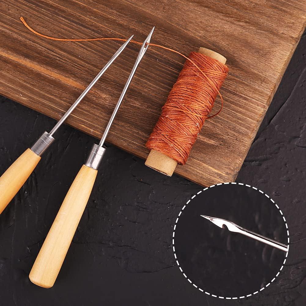 Zxiixz 2 PCS Awl Leather Sewing Awl with Wood Handle Hollow Speedy Stitcher  Sewing Awl for DIY Leather Sewing & Stitching