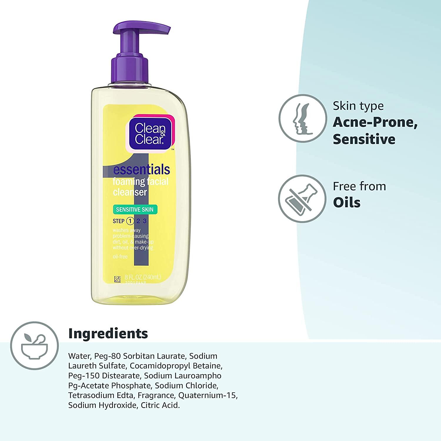 Clean & Clear Essentials Foaming Facial Cleanser for Sensitive Skin