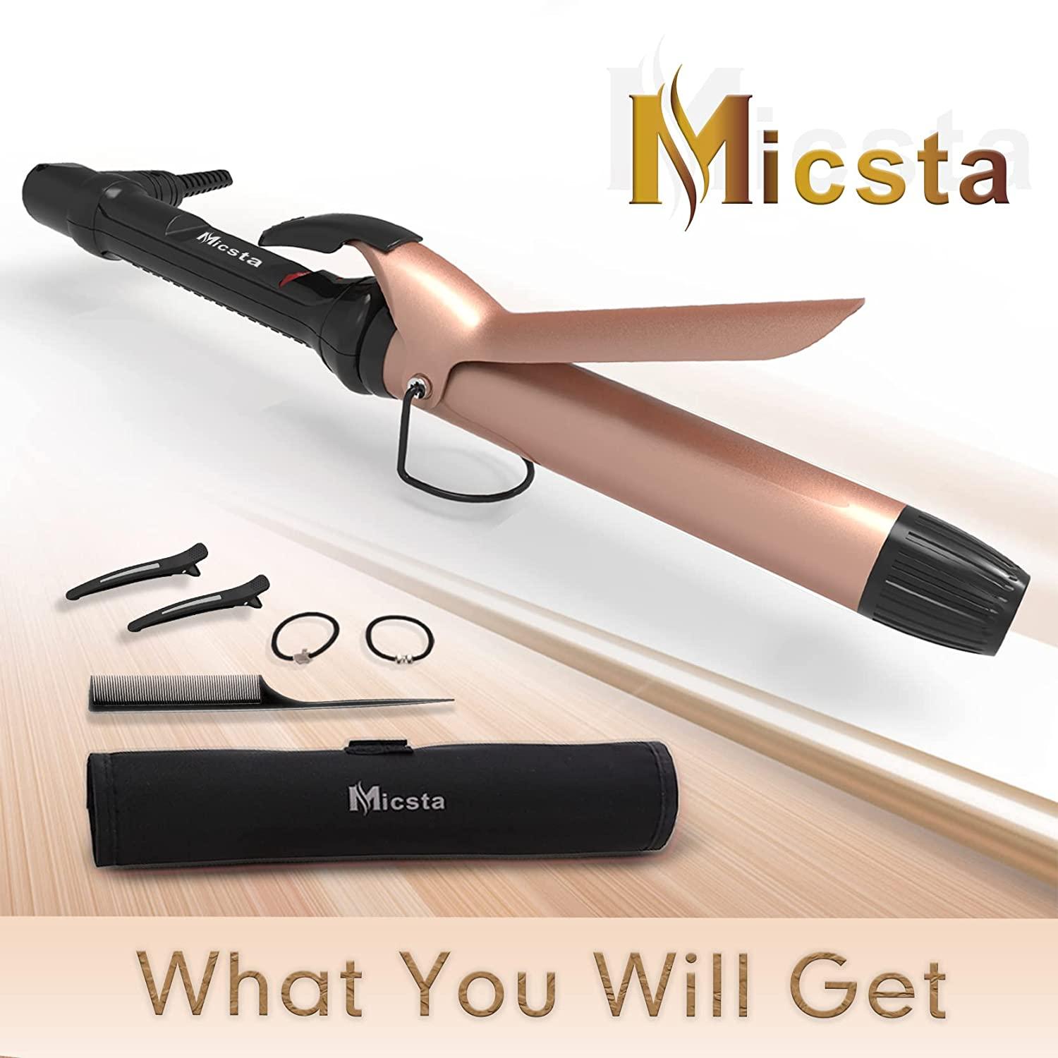 MICSTA 1 1/4 inch Curling Iron, 32mm Large Curling Wand Extra Long berral,  ” Thick Hair Wand Big Curling Iron, Wide Curler Wand for Long Hair,  Temperature Control with Dual Voltage for