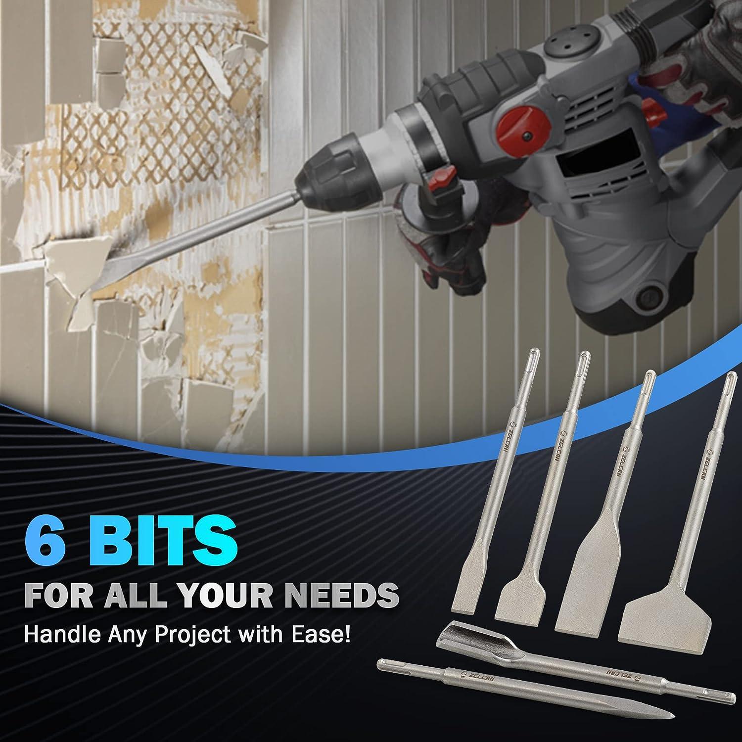 ZELCAN Chisel Set With SDS Ax Shanks, 3pc Asonry Concrete Drill Bit