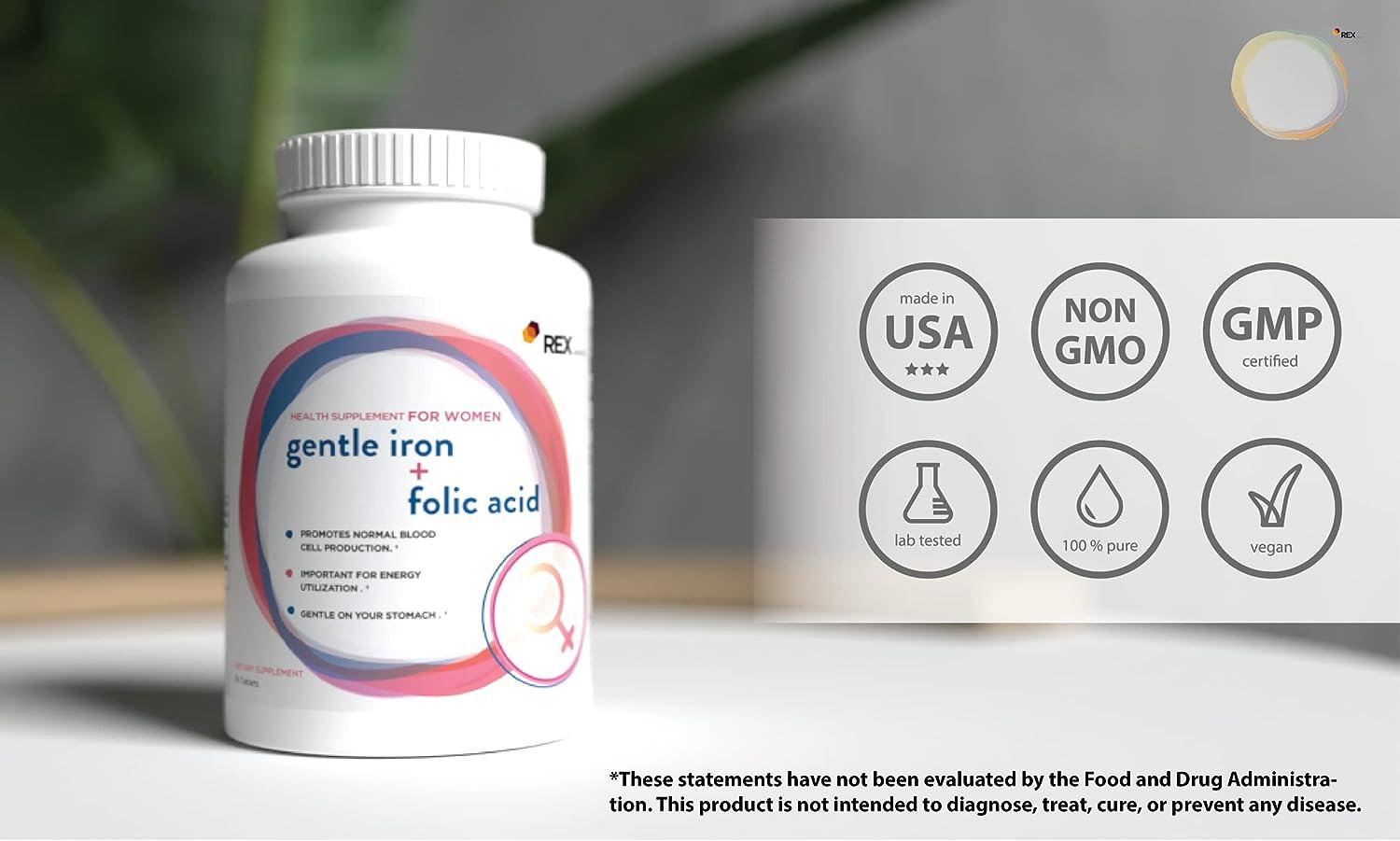REX Gentle Iron Bisglycinate Fe 28 mg with Folic Acid