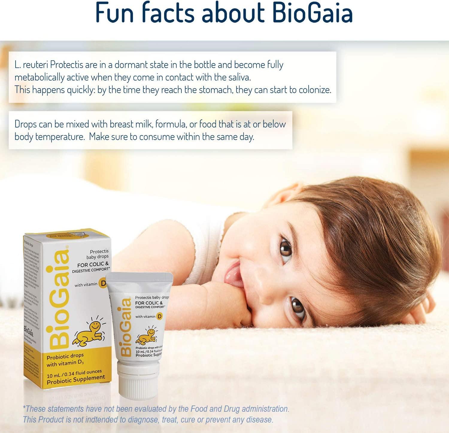  BioGaia Protectis Baby Probiotic Drops + Vitamin D, Reduces  Colic, Gas & Spit-ups, Healthy Poops, Reduces Crying & Fussing & Promotes  Digestive Comfort, Newborns, Babies & Infants