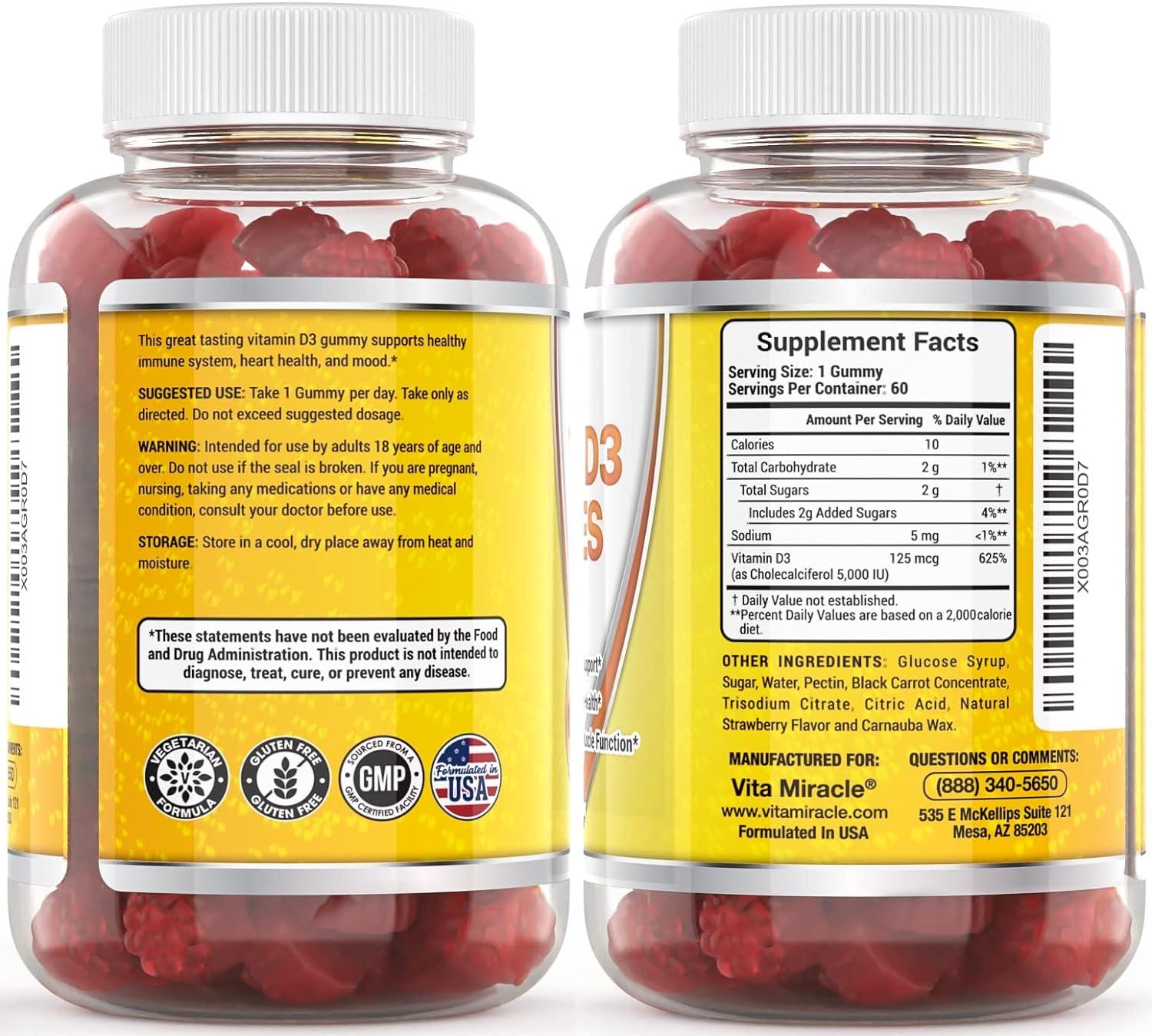 Vitamin D Gummies 5000 IU for Adults & Kids Chewable D3 Supplement 2