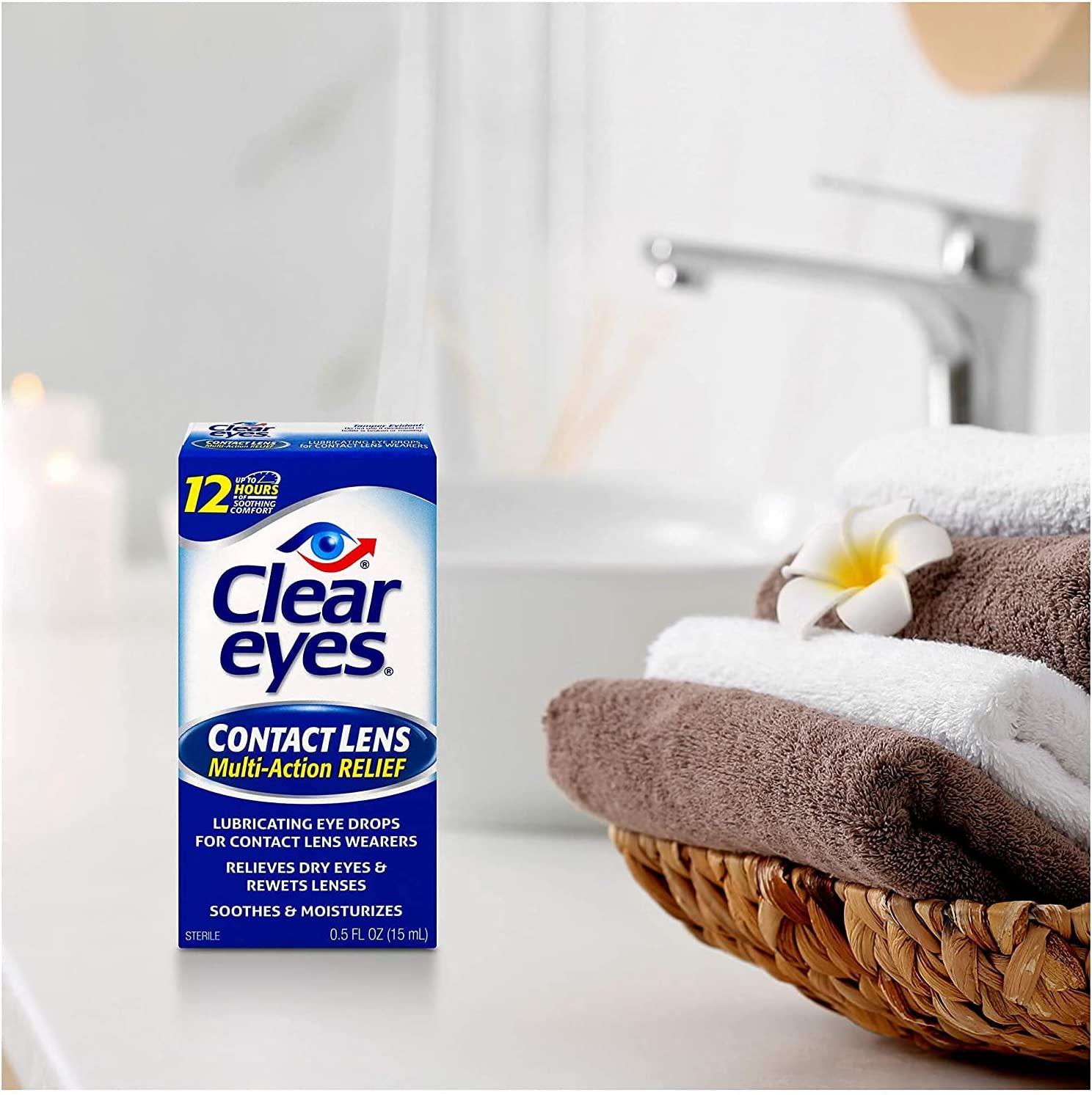 Clear Eyes Contact Lens Relief Eye Drops 0.5 Fl Oz Pack of 2