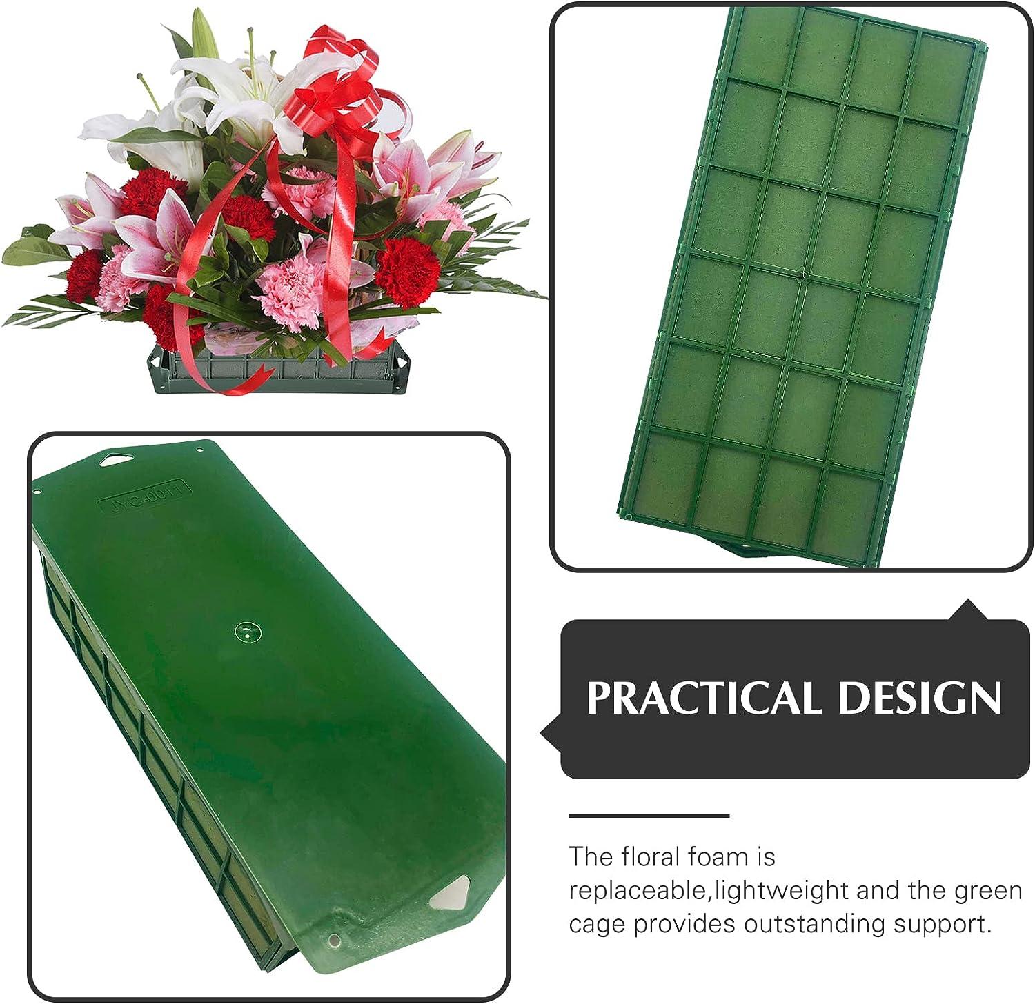 Hahood 2 Packs Floral Foam Cage Rectangle Flower Cage Holders with Floral  Foam Floral Arrangement Supplies for Fresh Flowers Home Weeding Decorations  11.8 x 4.3 x 3.1 Inches