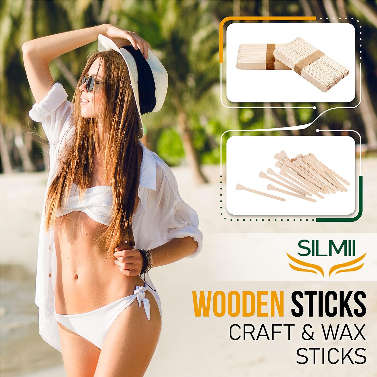 SILMII 100 Pack Large Wax Sticks Wood Waxing Spatulas Wax Applicators for  Body Hair Removal Durable Spatulas Craft Sticks Popsicle Stick for DIY
