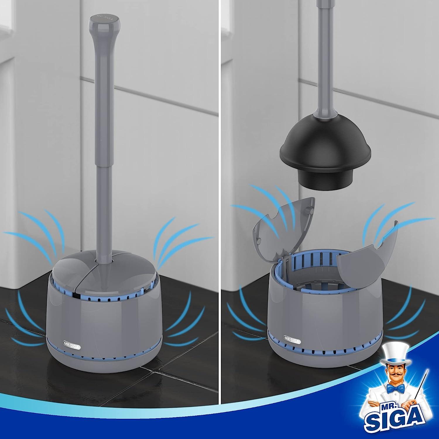MR.SIGA Toilet Plunger with Holder, Heavy Duty Plunger with Sturdy