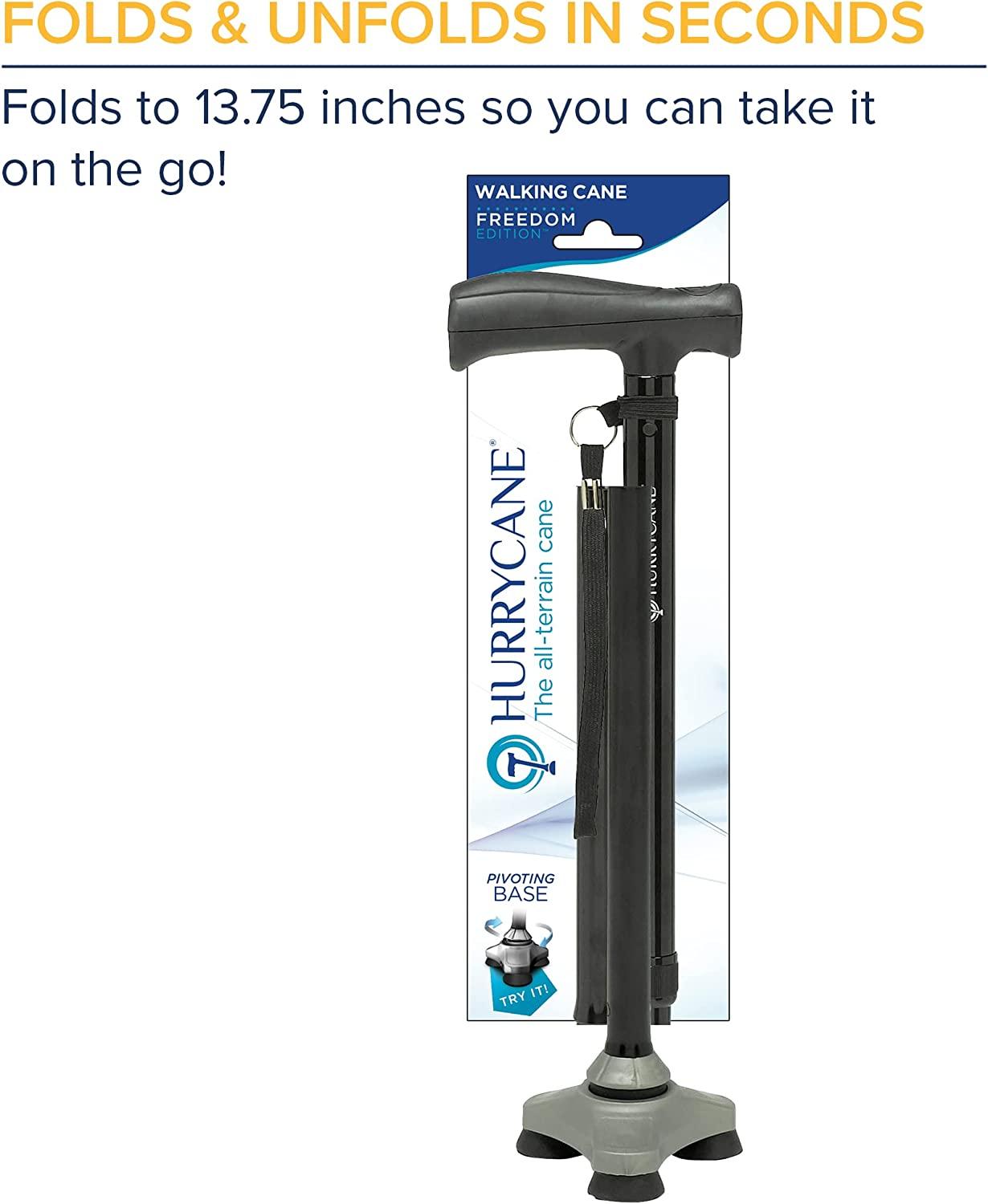 HurryCane HCANEBKC2 Freedom Edition Foldable Walking Cane with T