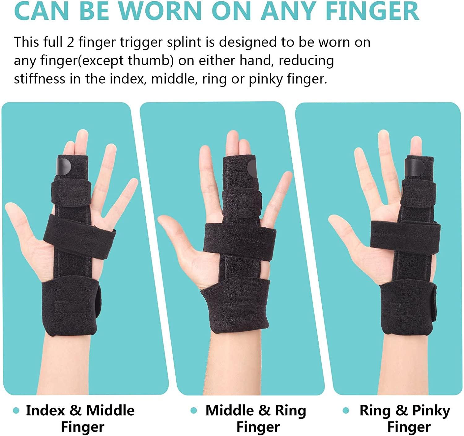 2 Finger Splint Trigger Finger Splint Adjustable Two Finger Splint Full Hand and Wrist Brace