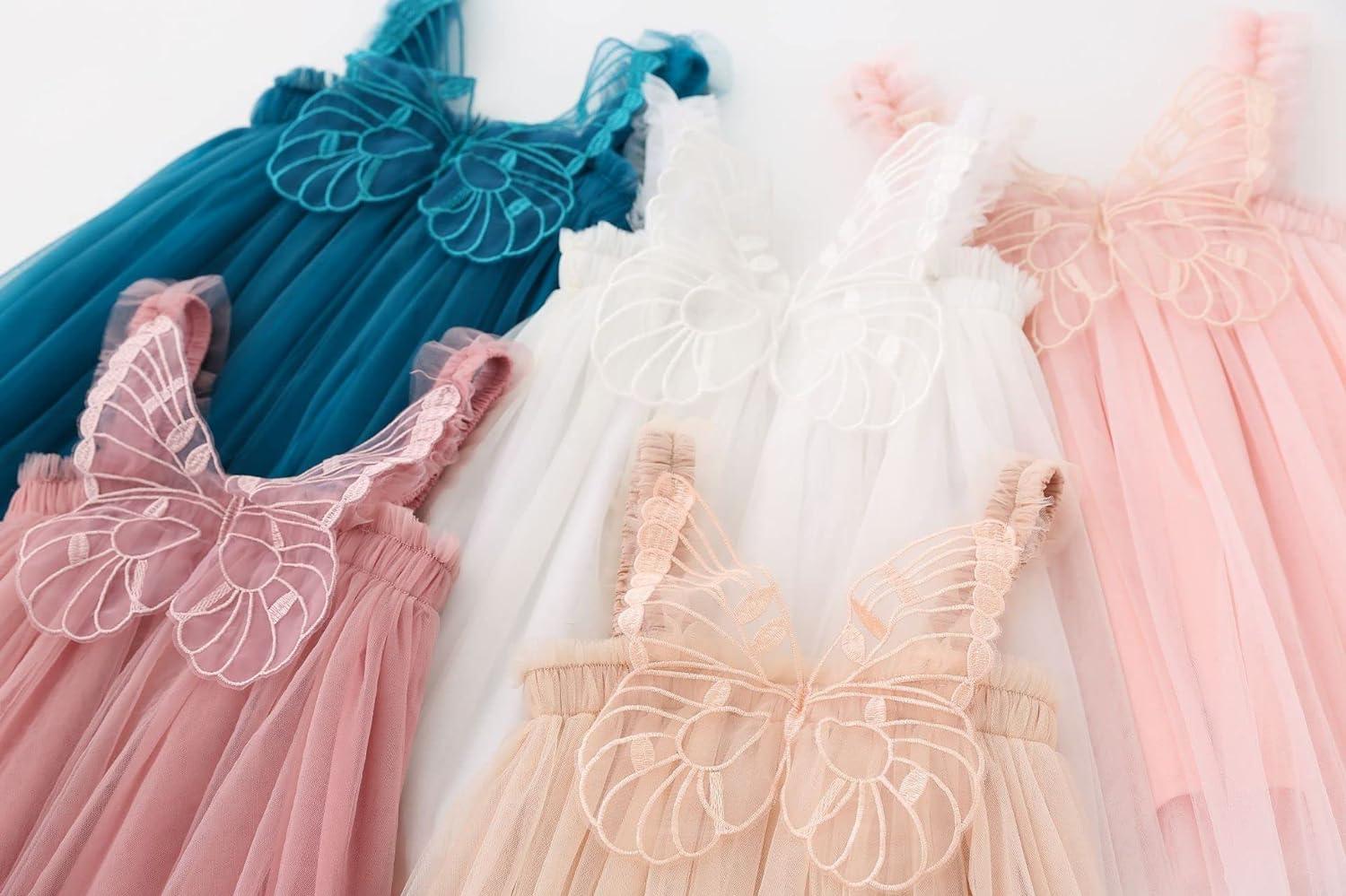 PythJooh Baby Girl Tulle Dress Toddler Girl Sleeveless Butterfly Wings Tutu Princess Dress Daisy Stars Sundresses for 0-4Years 6-9 Months Butterfly