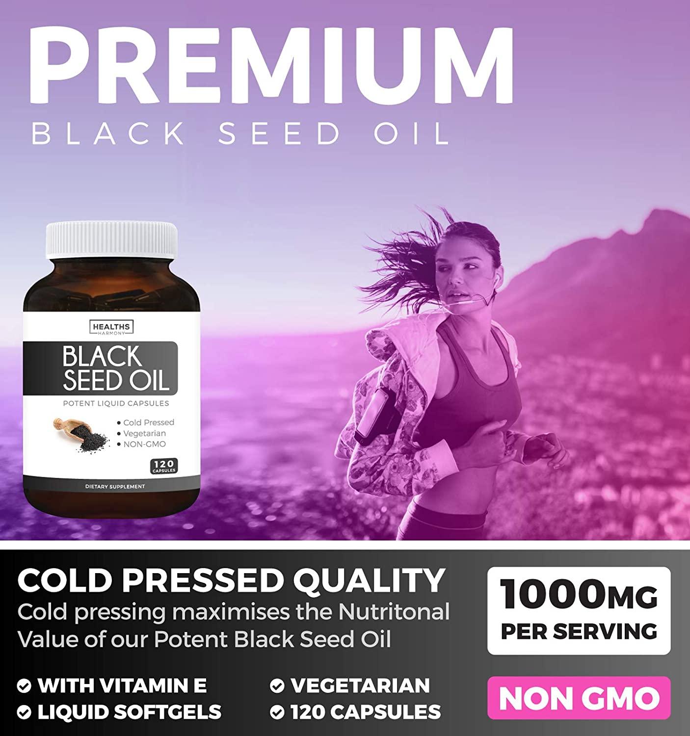Healths Harmony Black Seed Oil Capsules 120 Count for Natural Wellness