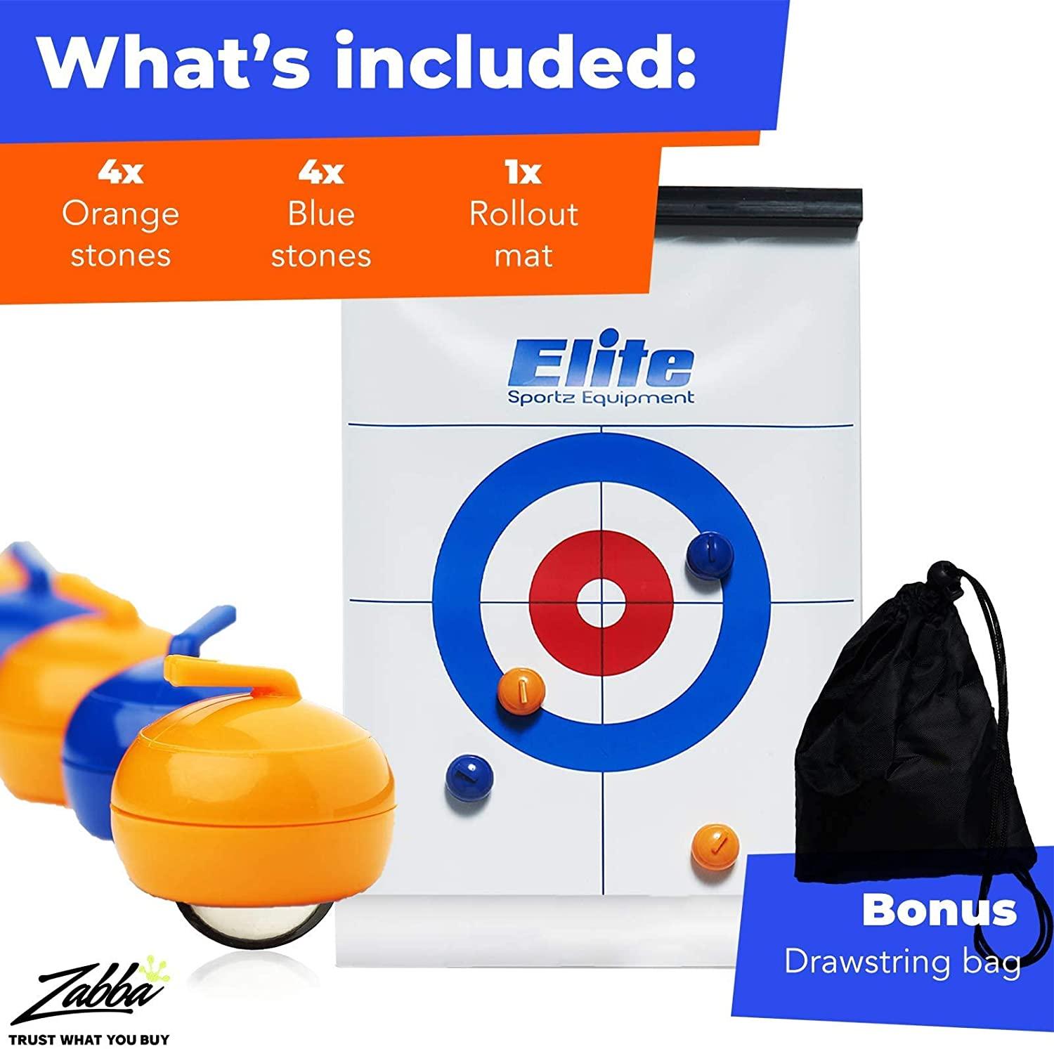 Elite Sportz Equipment Curling Game - Tabletop Games for Adults, Kids &  Families - 4 Ft x 1 Ft Mat for Indoor Fun w/Bonus Travel Bag - Ages 6 & Up