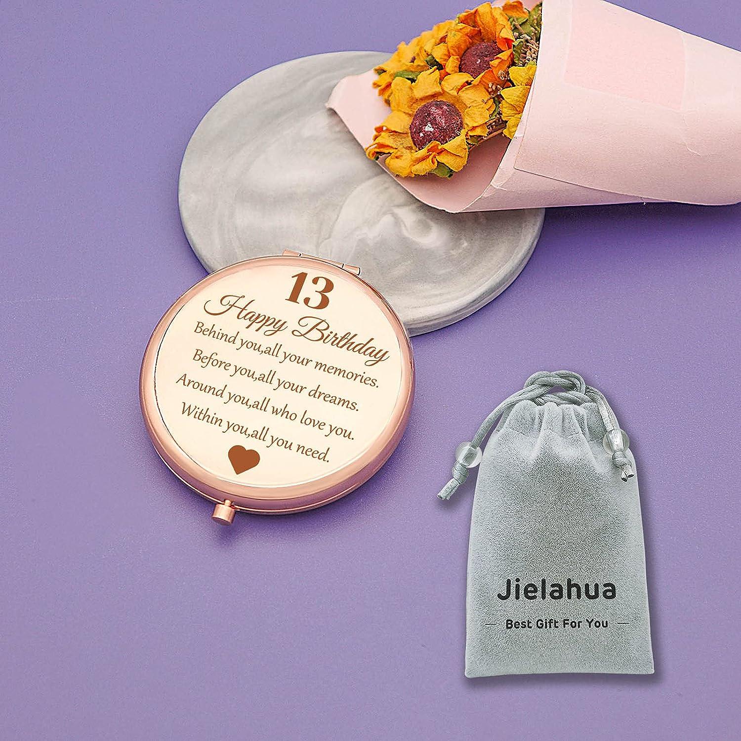 Jielahua Sweet 13th Birthday Gift for Girls Happy 13 Year Old Gifts for  Daughter Granddaughter Sister Niece Friends Rose Gold Compact Mirror for  13th Birthday Girls 13 Years Old Girl Birthday Gift
