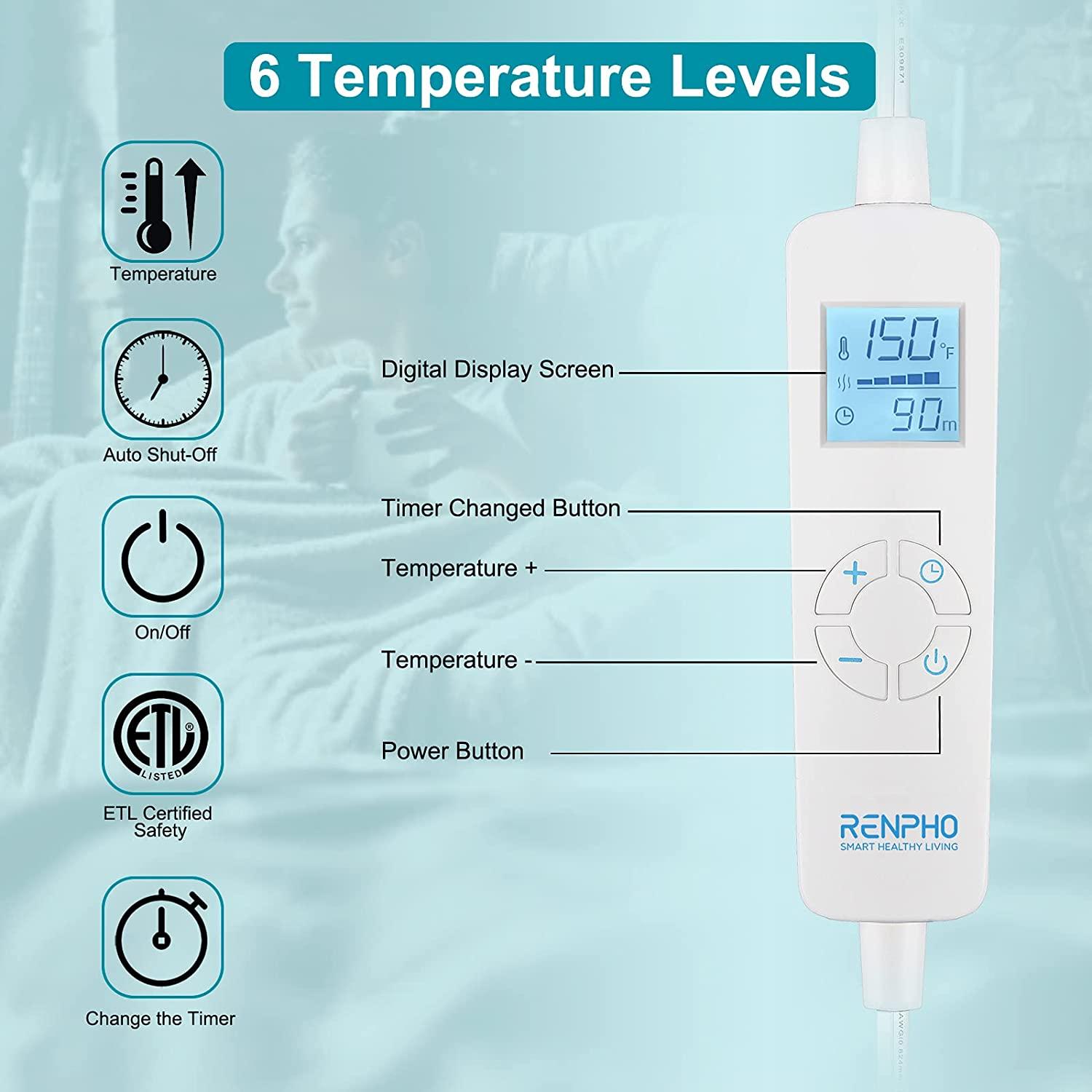 RENPHO Weighted Heating Pad for Back Pain Relief Fast Heating