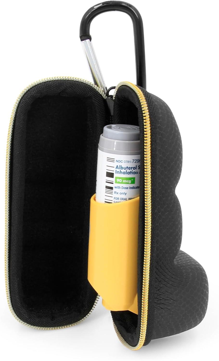 CASEMATIX Asthma Inhaler Case with Lanyard and Clip On Keychain