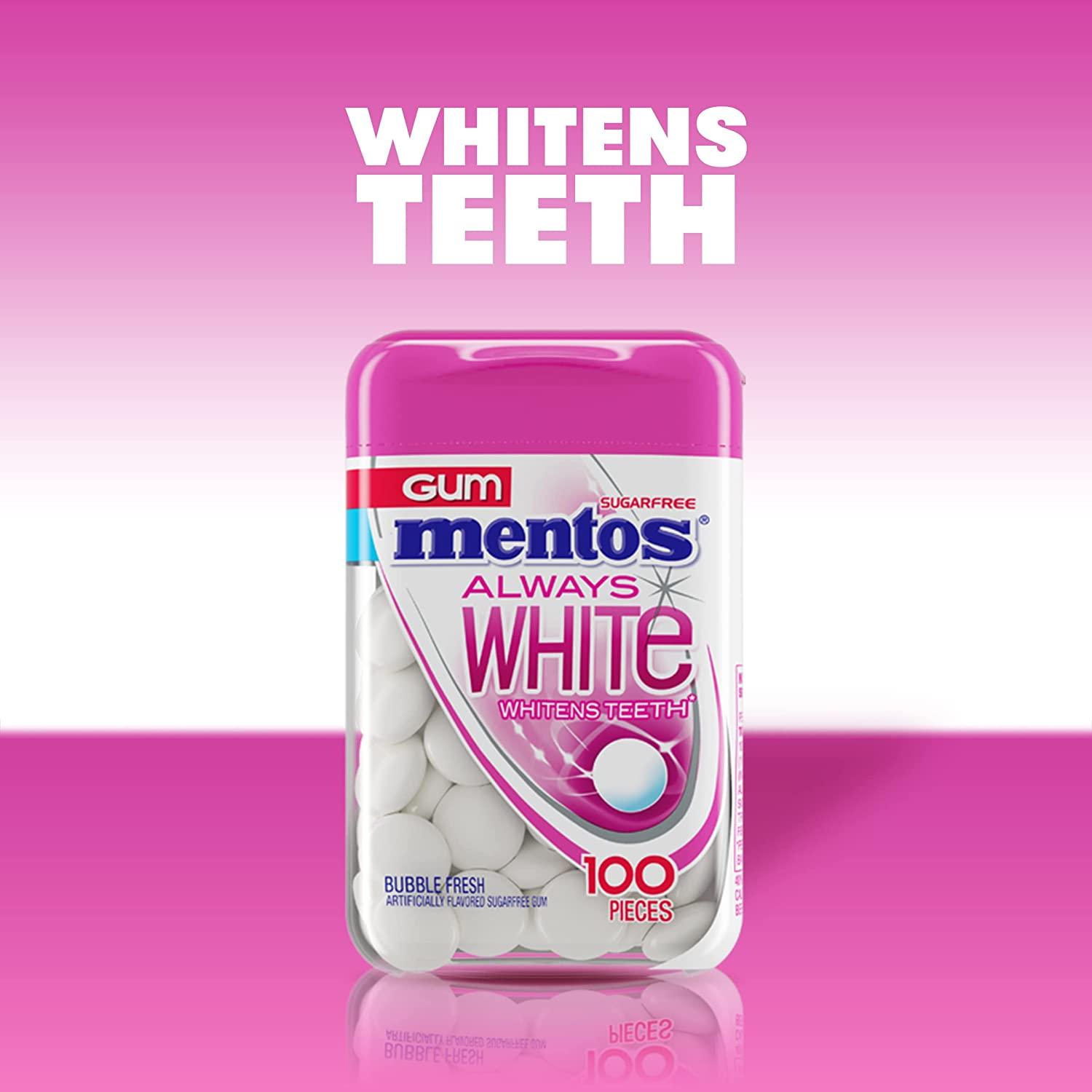 Mentos Always White SugarFree Chewing Gum with Xylitol, Bubble Fresh