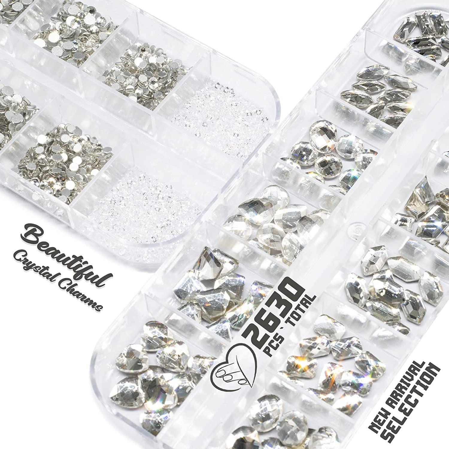  12 Grids 3792pcs Pieces Clear Flatback Rhinestones for Crafts,White  Nail Gems Gemstones Crystals Jewels,Craft Glass Diamonds Stones Bling  Rhinestone with Tweezers and Picking Pen(SS6~SS20 Crystal) : Beauty &  Personal Care