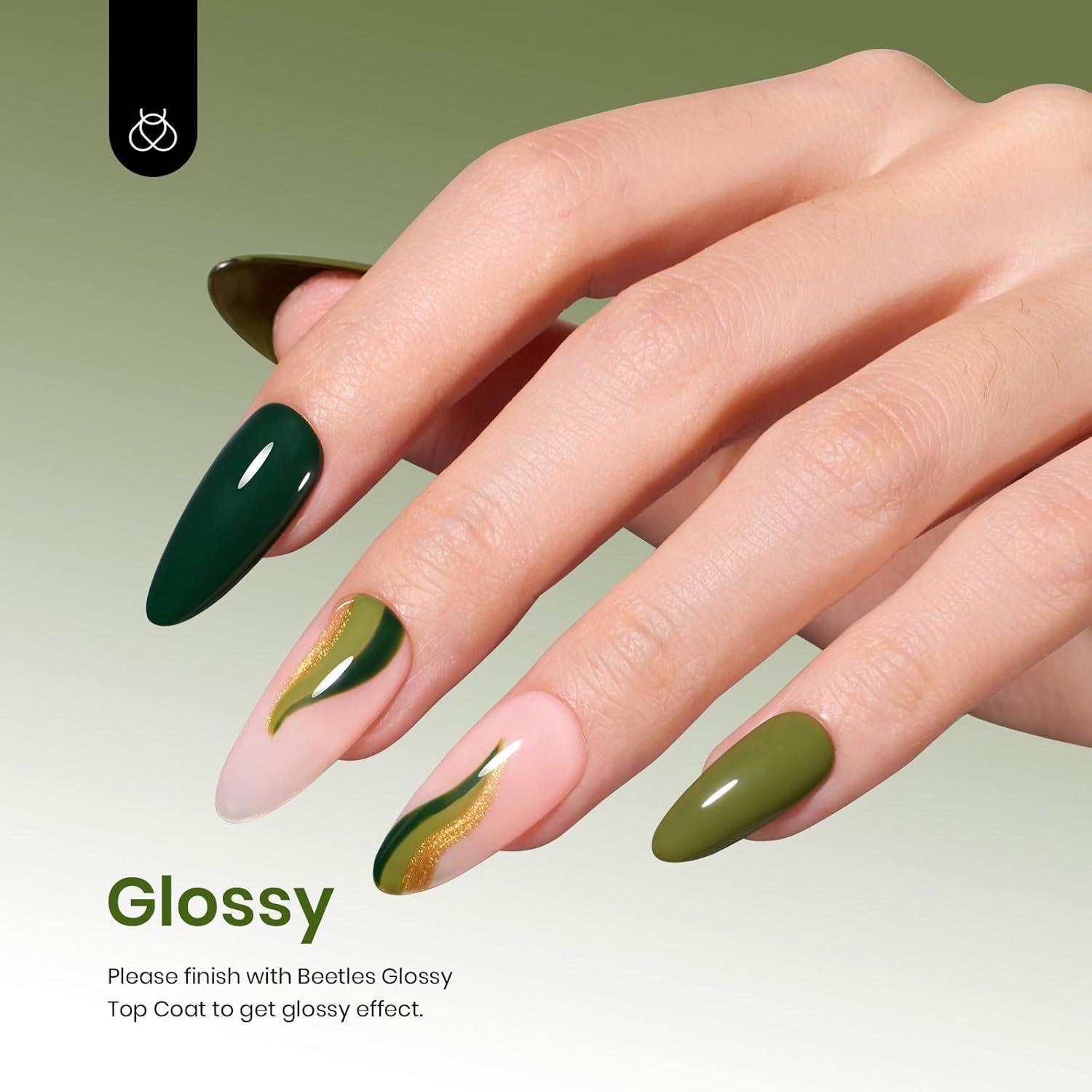 Beetles Green Gel Nail Polish 15ml Moss Green Natural Olive