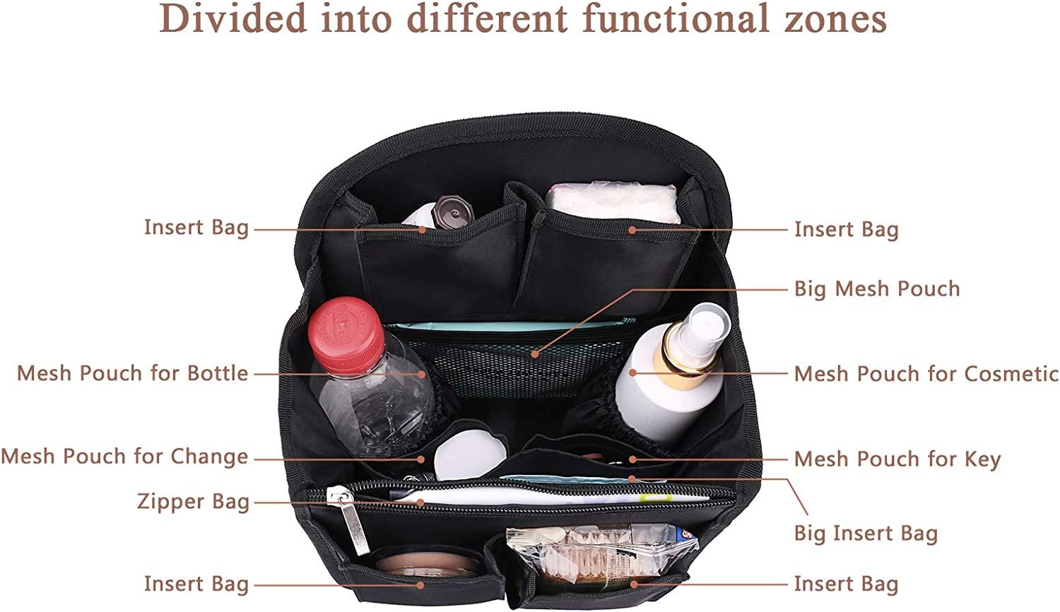 Backpack Organizer Insert, Deesoo Functional Small Backpack Insert Organizer  for Rucksack Diaper Bag2 11x7.87x4.72 inches Black