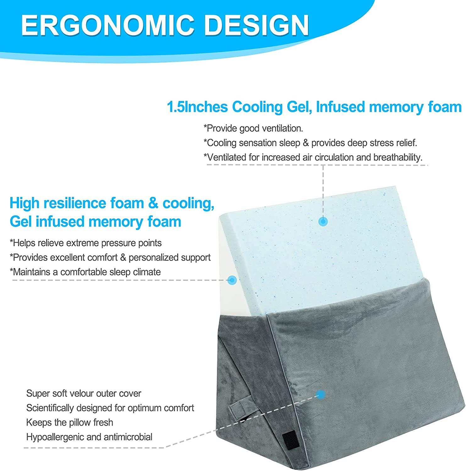 Howhom Bed Wedge Pillow, Adjustable Folding Orthopedic Wedge Pillow