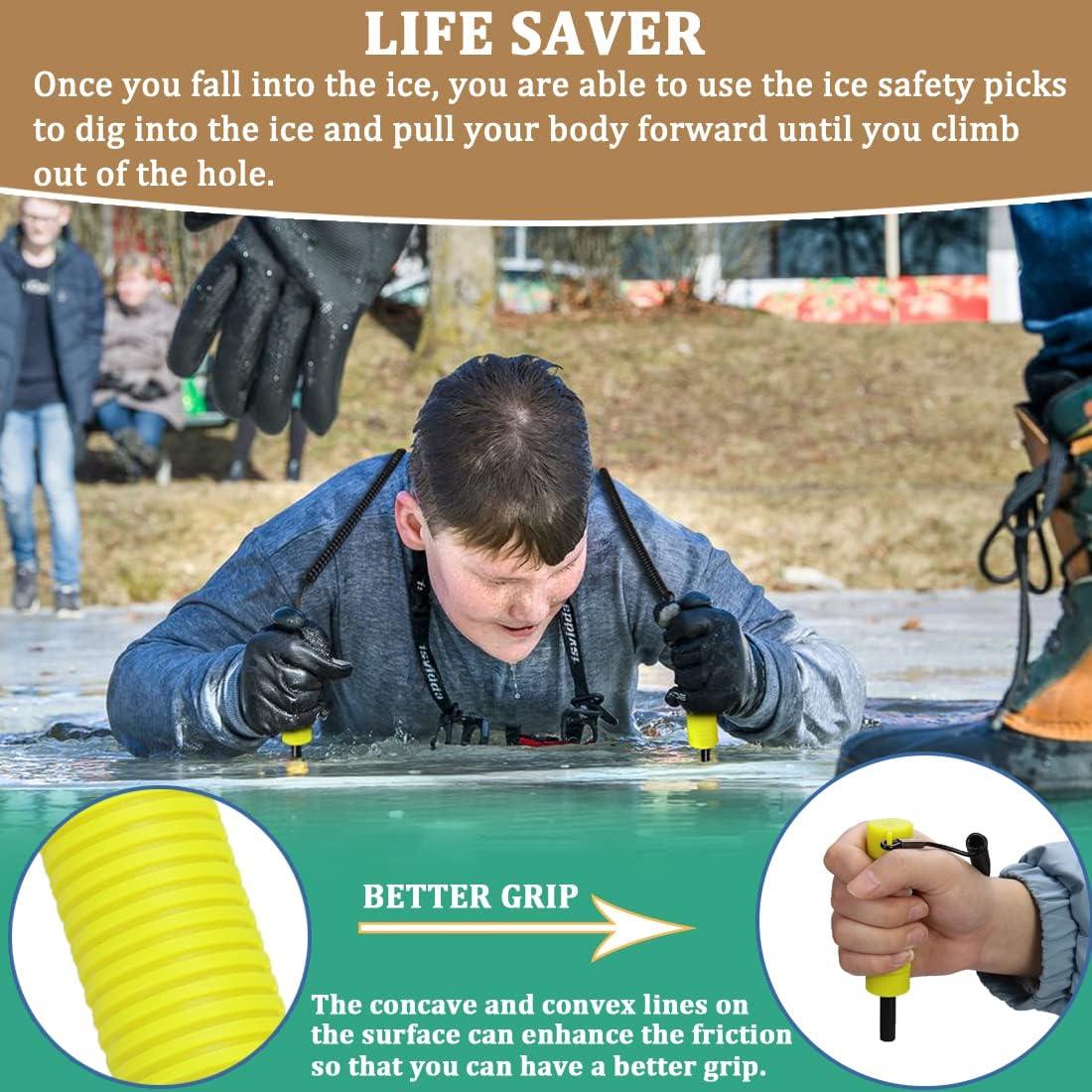 Huntury Retractable Ice Safety Pick for Ice Fishing, Ice Skating