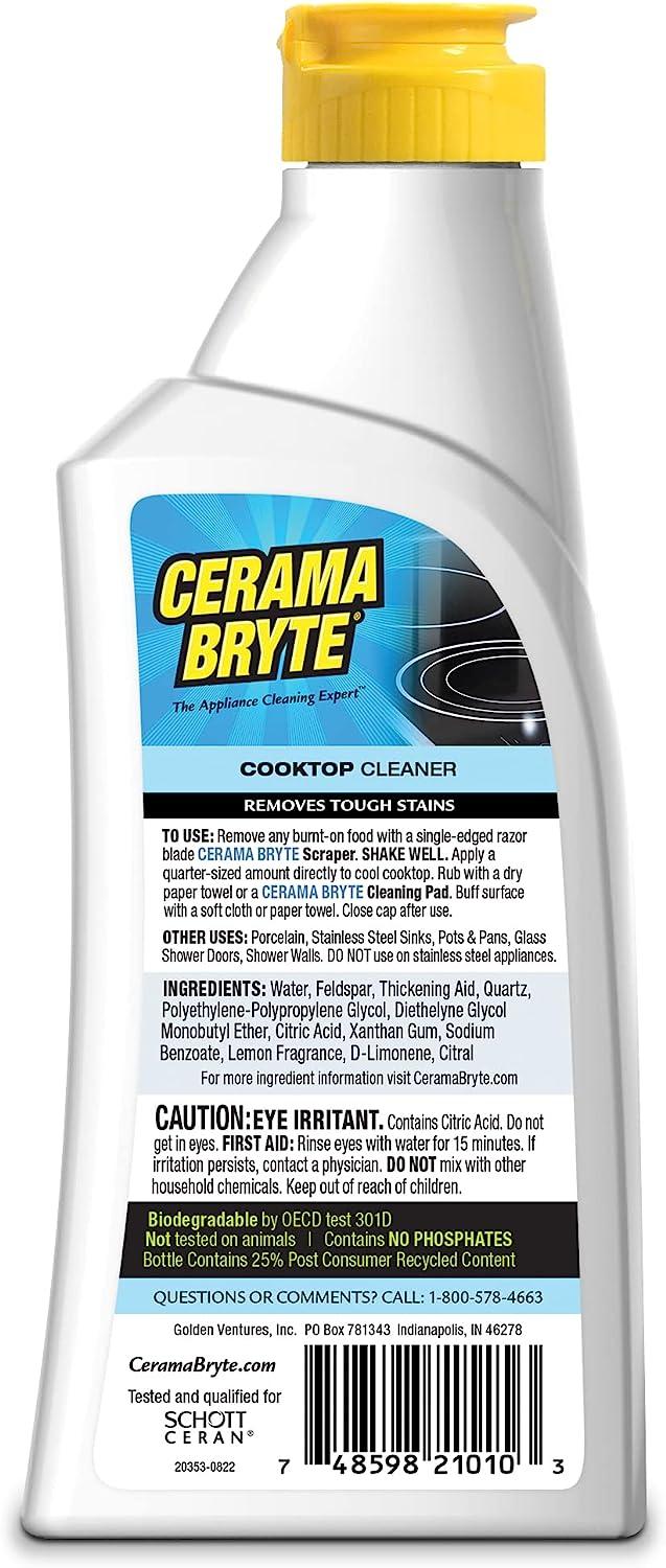 Cerama Bryte Combo Kit Pads & Removes Tough Stains Cooktop and Stove