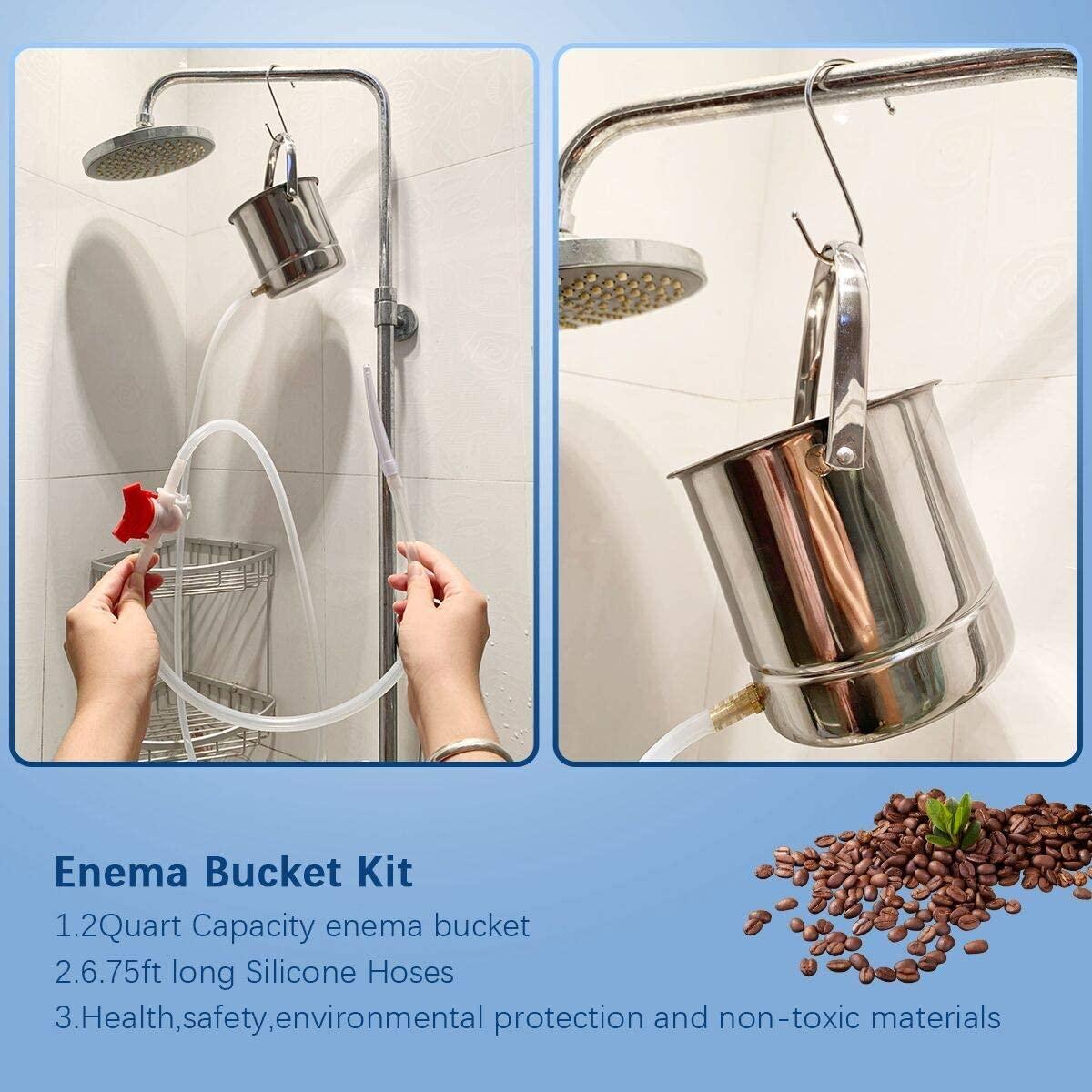 Smokitcen Stainless Steel Coffee Enema Bucket Kit 2 Quart Capacity for Cleansing Detox Enemas