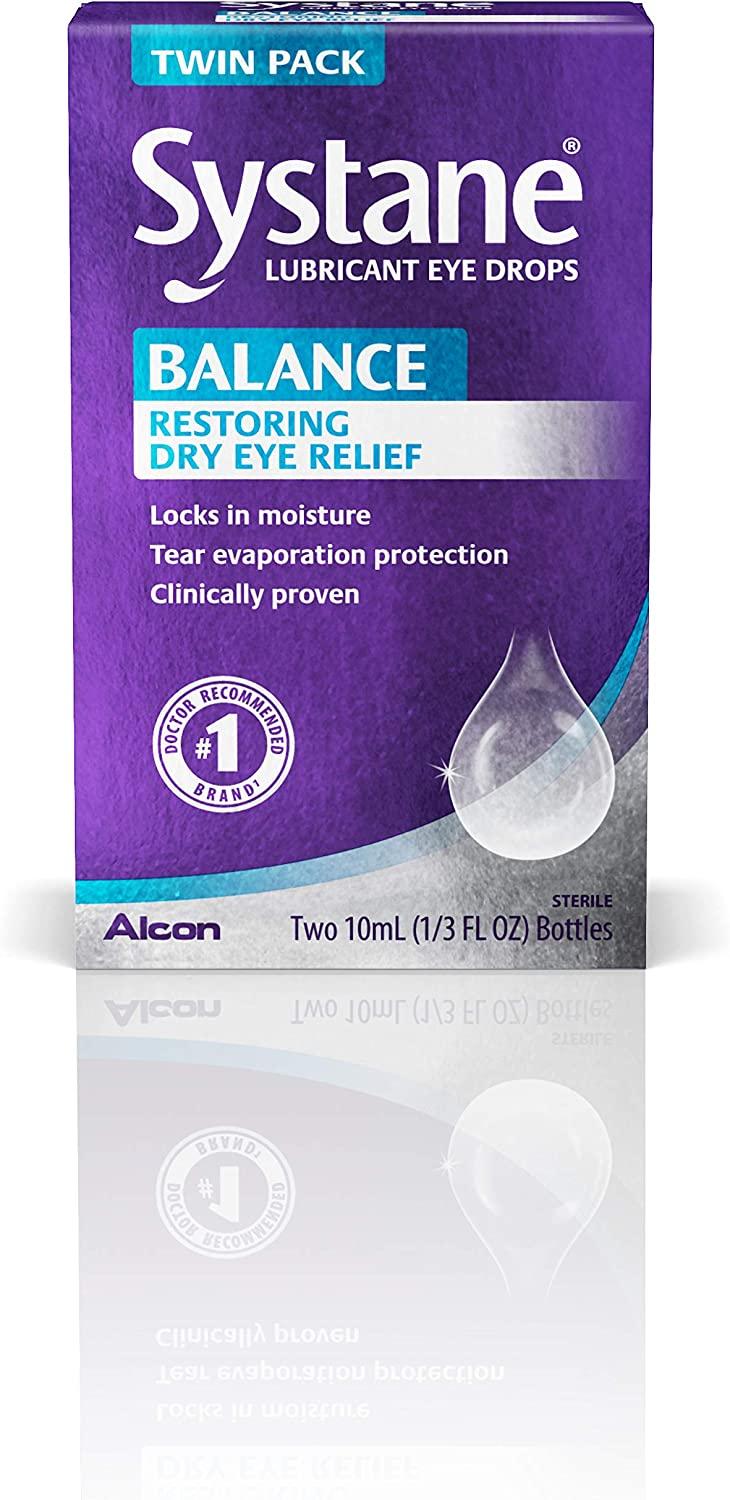 Systane Balance Lubricant Eye Drops, Twin Pack, 10mL Each 0.34 Fl Oz