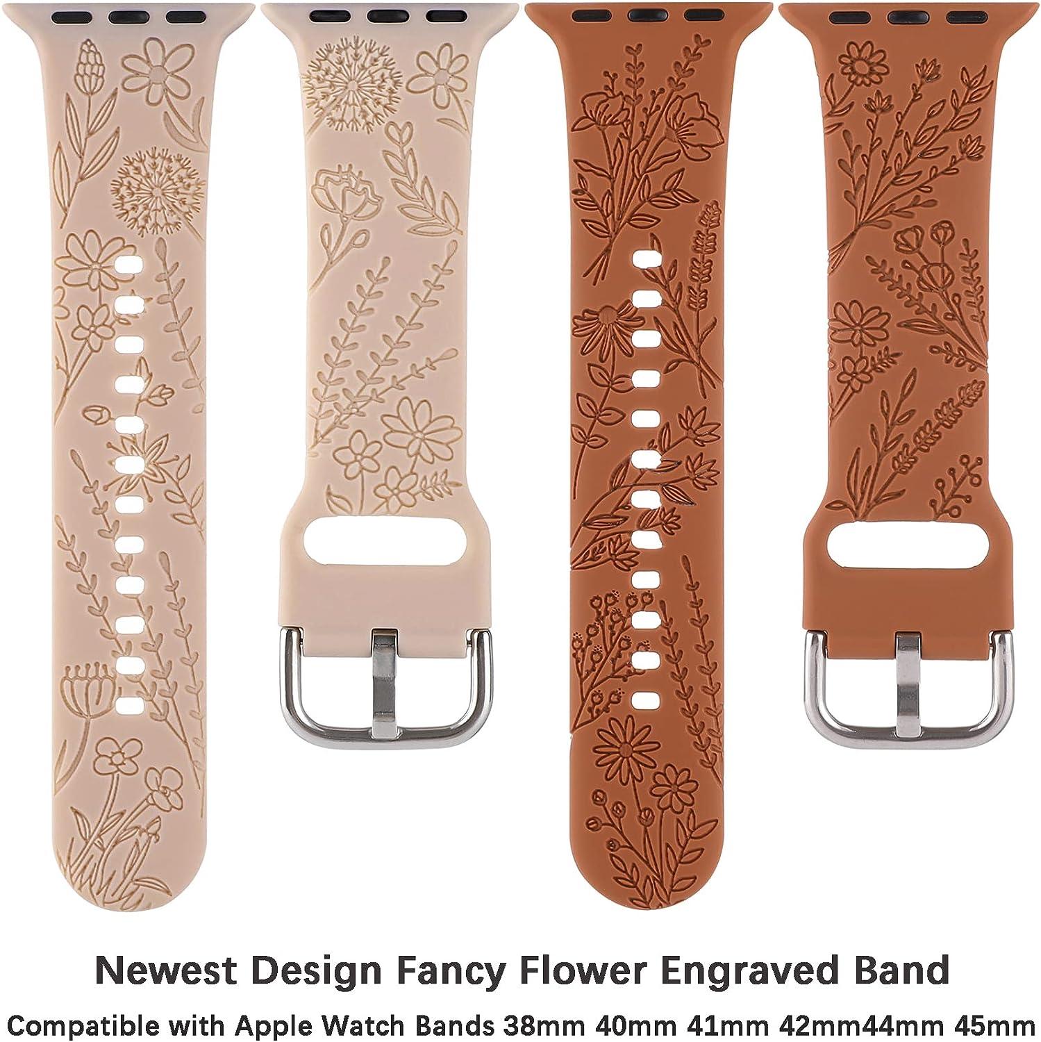Bracelet en silicone floral compatible avec iWatch 38 mm, 40 mm