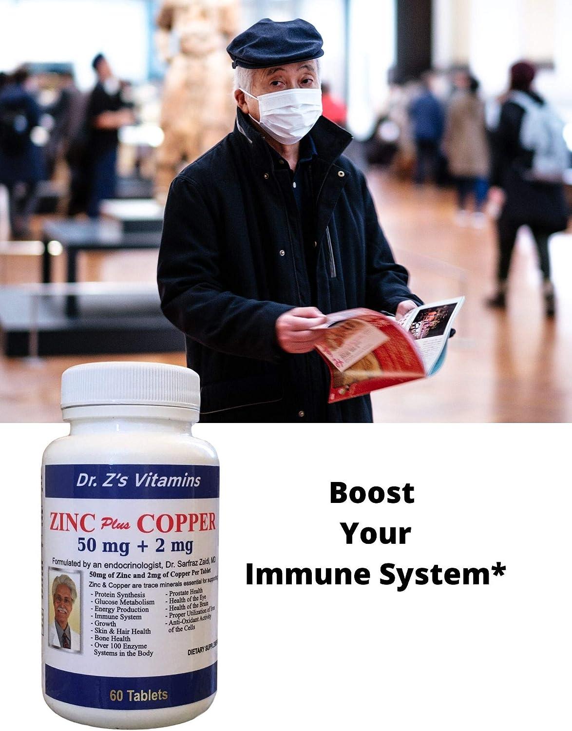 Dr. Z's Vitamins Zinc Plus Copper 50 MG of Chelated Zinc and 2 MG of