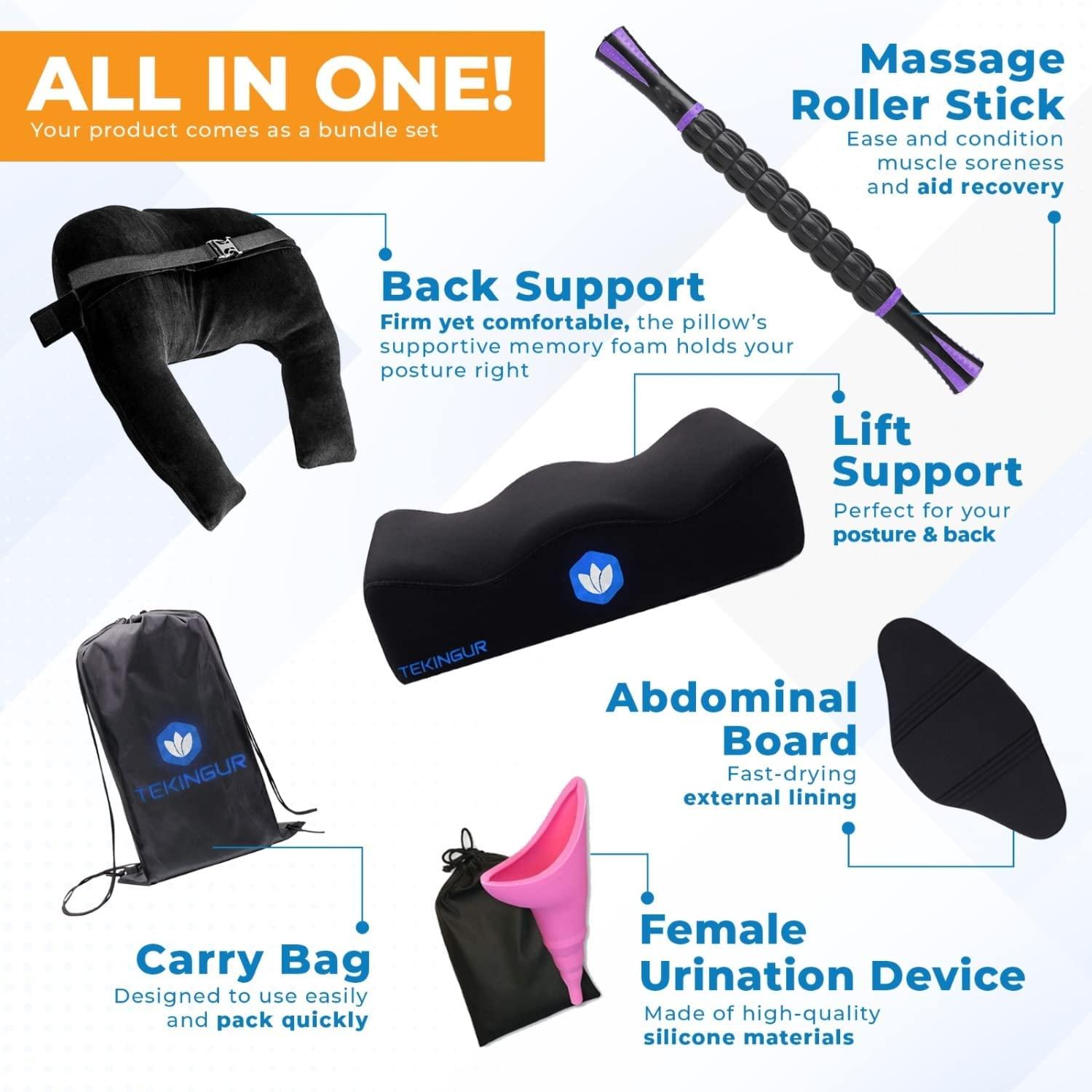 TEKINGUR BBL Pillow After Surgery for Butt Back Support Cushion - BBL Post  Surgery Supplies with Abdominal Board Massage Stick Urination Device and  Carrier Bag for Maximum Sitting Comfort
