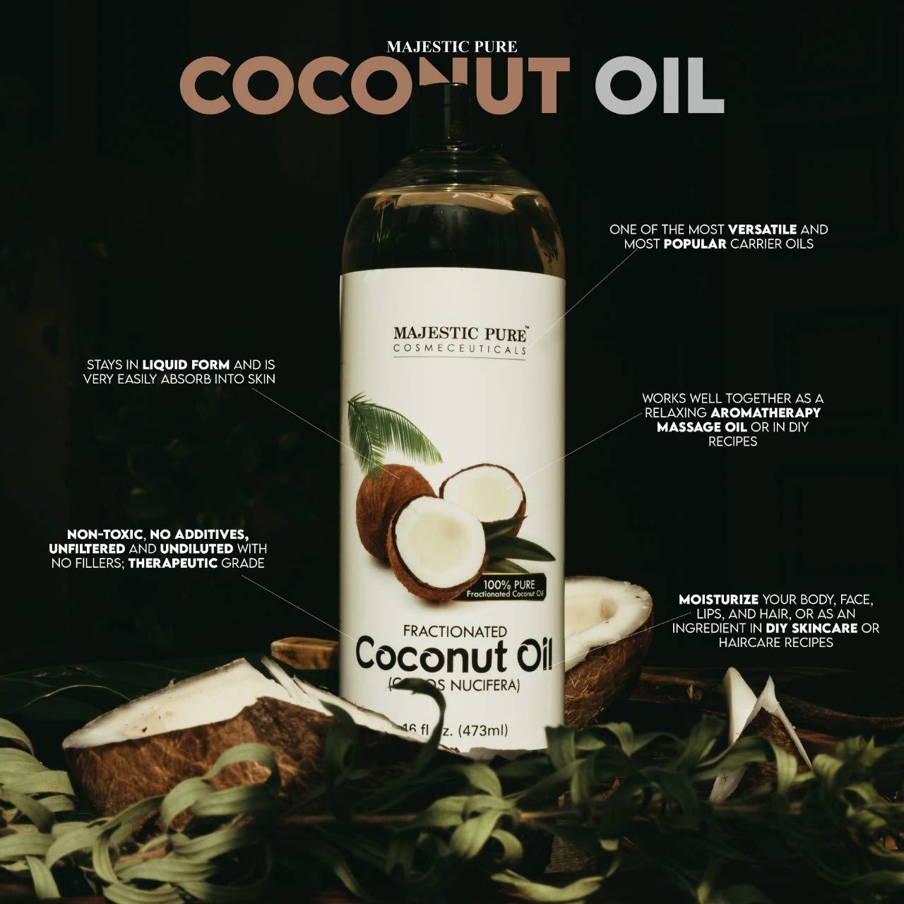  Majestic Pure Fractionated Coconut Oil - Relaxing Massage Oil,  Liquid Carrier Oil for Diluting Essential Oils - Skin, Lip, Body & Hair Oil  Moisturizer & Softener - 16 fl oz : Health & Household