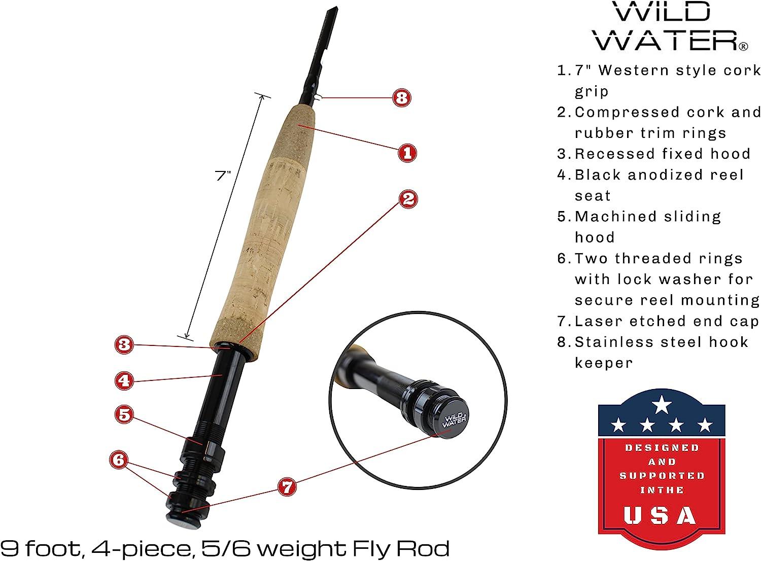 Wild Water Fly Fishing AX Series Fly Rod | IM8 Graphite Blank |  3/4/5/6/7/8/9/10/12 wt Rods | 5'6”/7/8/9/10/11 ft | Lightweight Pole Medium  Fast