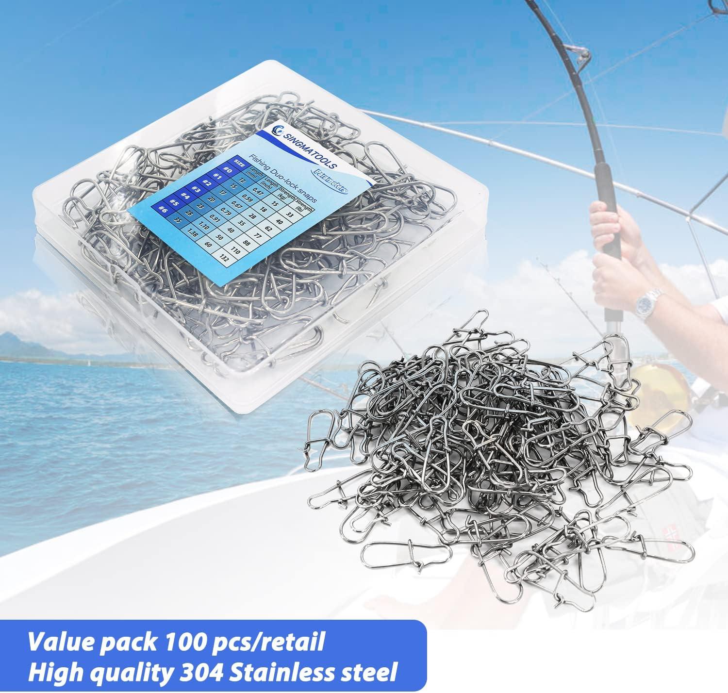 SINGMATOOLS 100 PCS Fishing Snaps Speed Clips Fishing Tackle Quick Snap  Fishing Snap Swivels Fishing Lure Connector Saltwater Freshwater Fast  Change Fishing Clips Size #0(33lb) 100 PCS