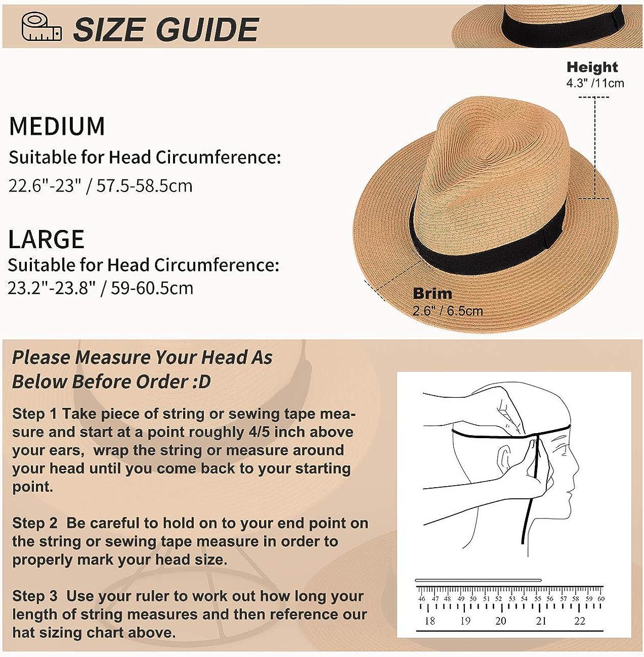 MAYLISACC Men's Wide Brim Panama Straw Sun Hat UPF50 Sun