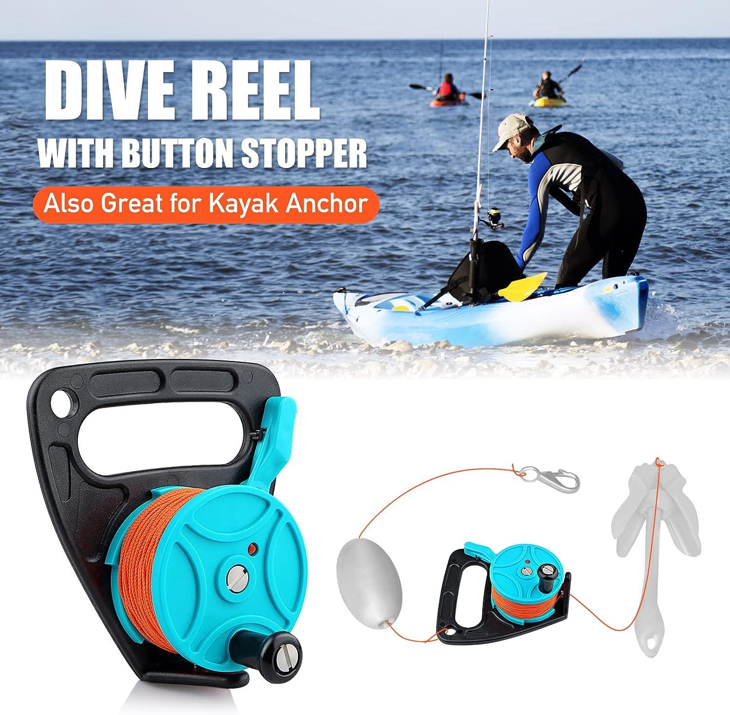 Scuba Dive Reel with Thumb Stopper, 150-foot High Visibility